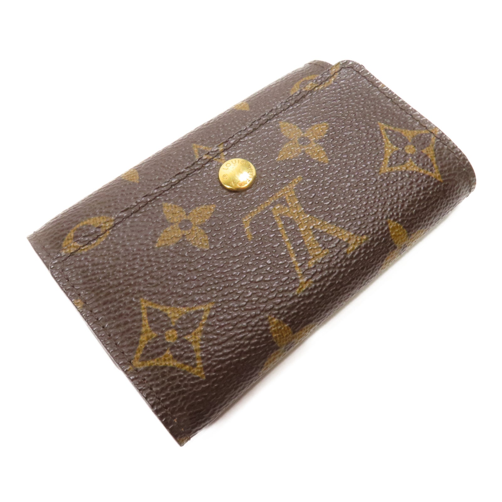 LOUIS VUITTON Monogram 6 Key Holder金扣鎖匙包棕色