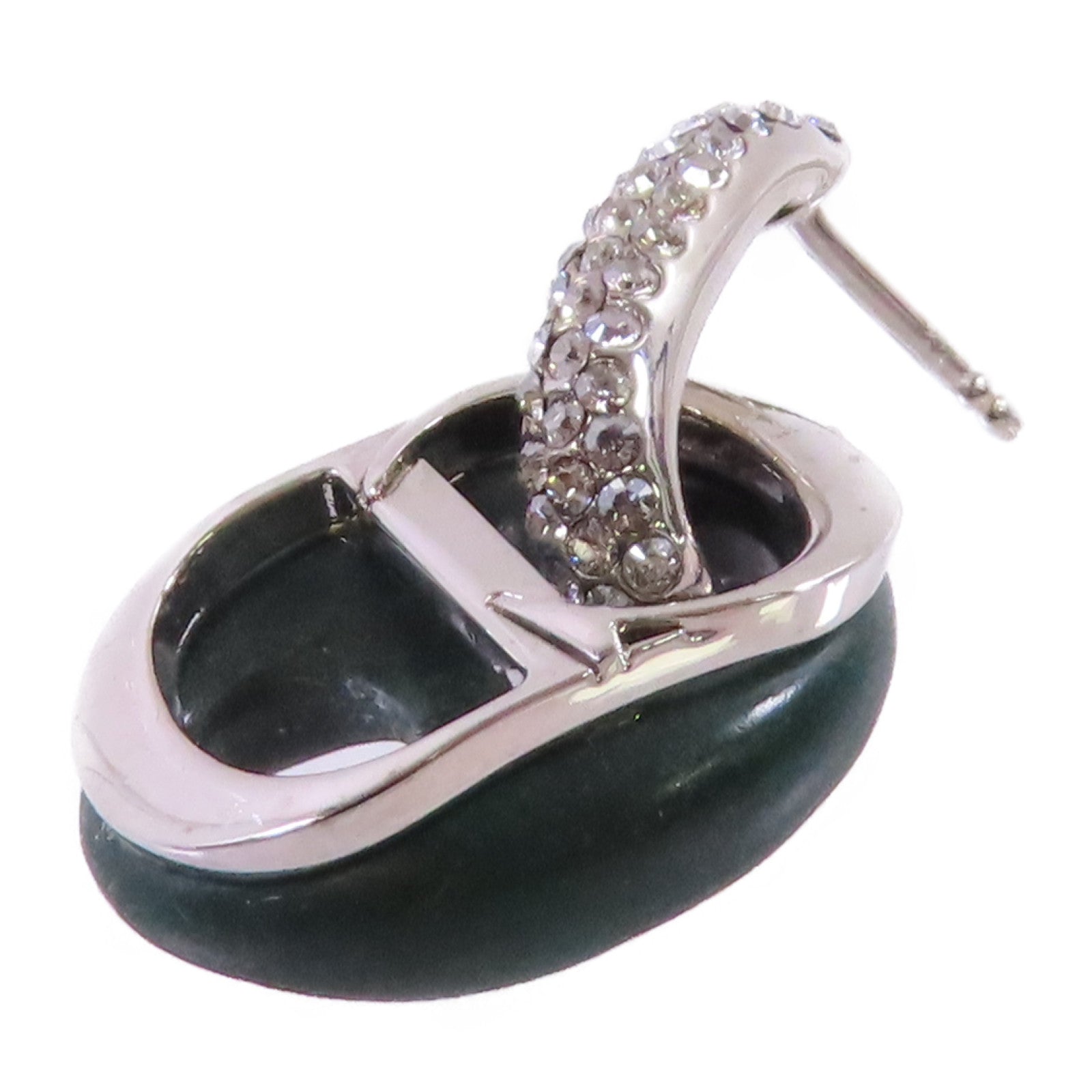 Dior CD Earring 500 Metal PVC Rhinestones Green