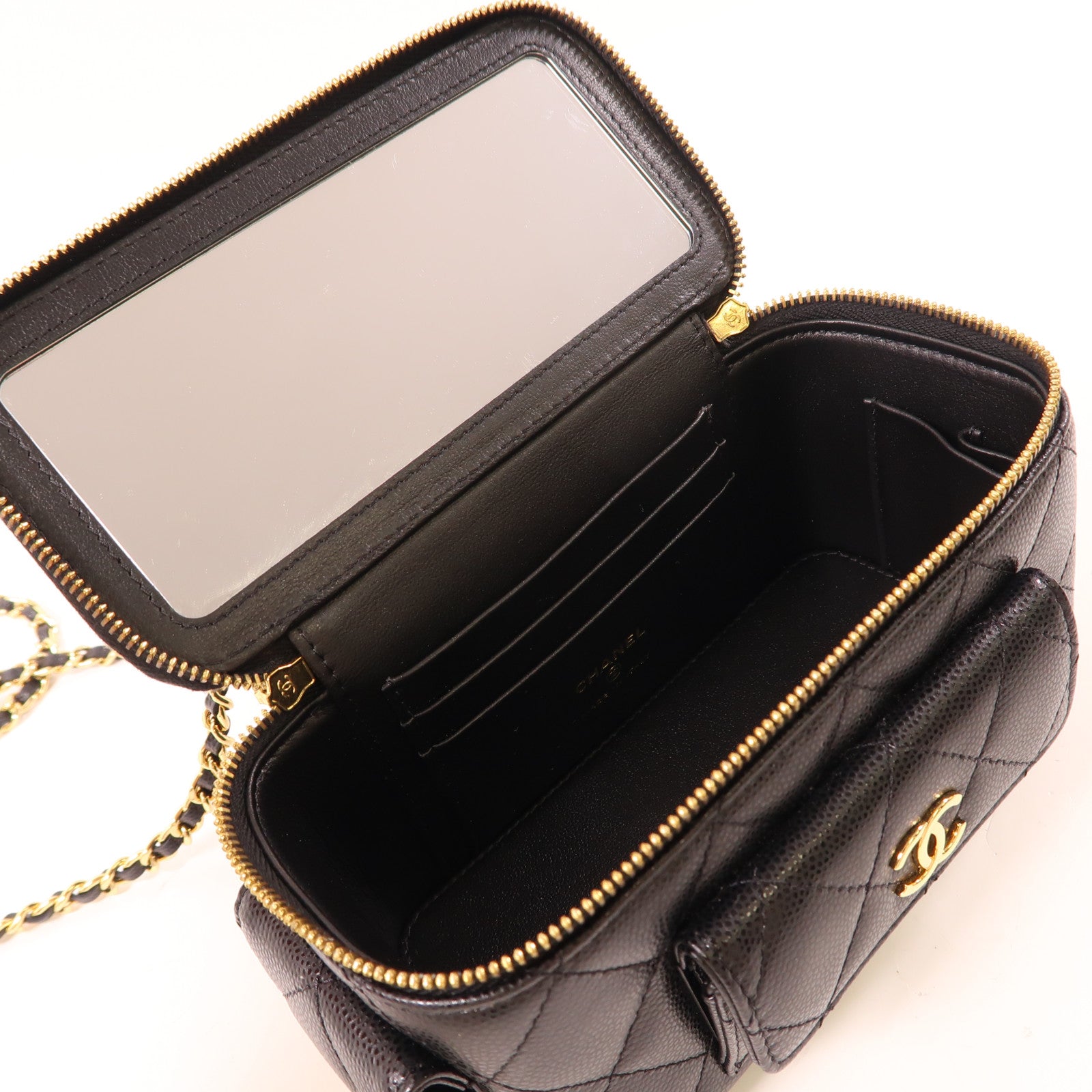 CHANEL 牛皮皮革2 Way Chain Shoulder金扣手挽肩背兩用袋