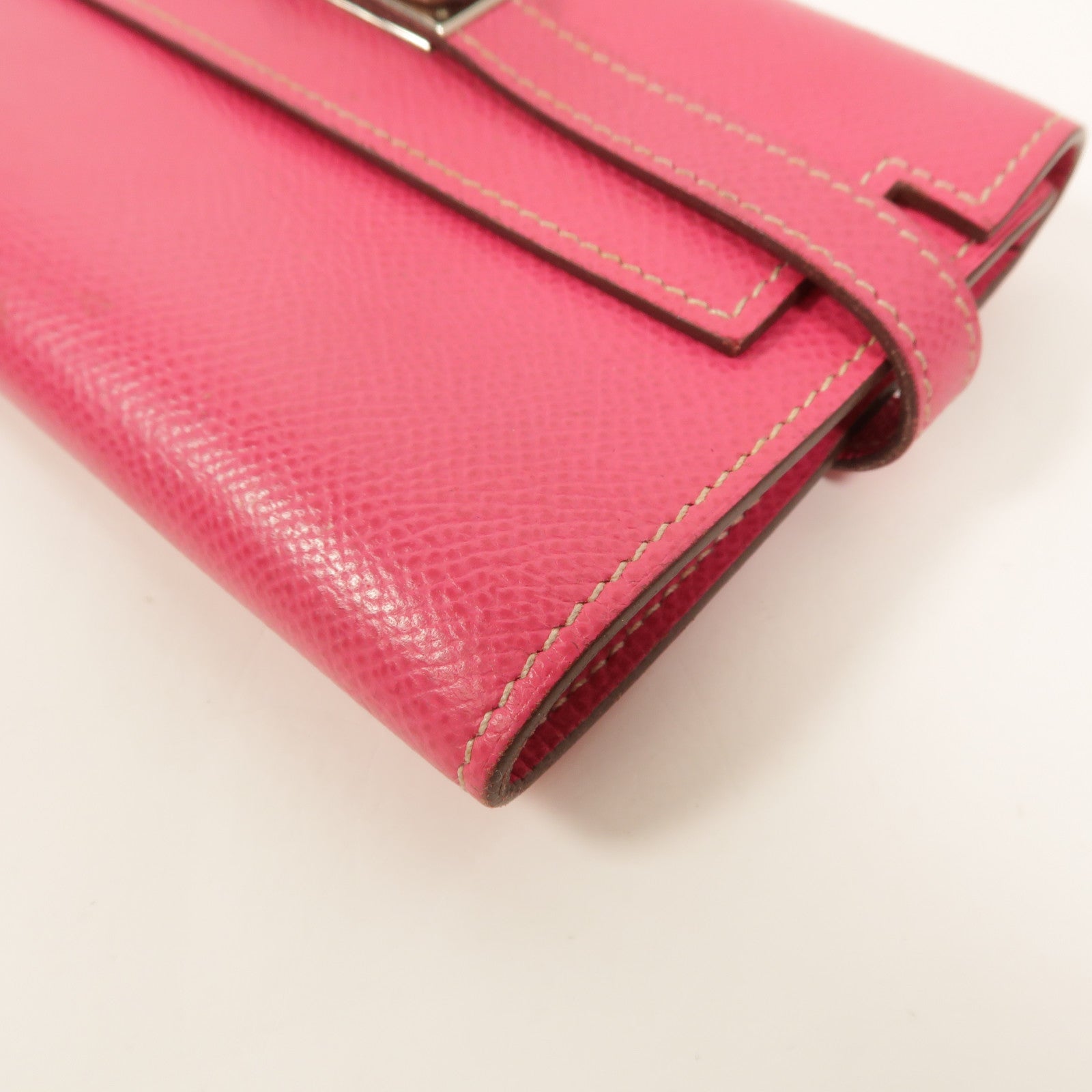 HERMES Epsom皮革Kelly Compact Wallet長錢包Rose Tyrien