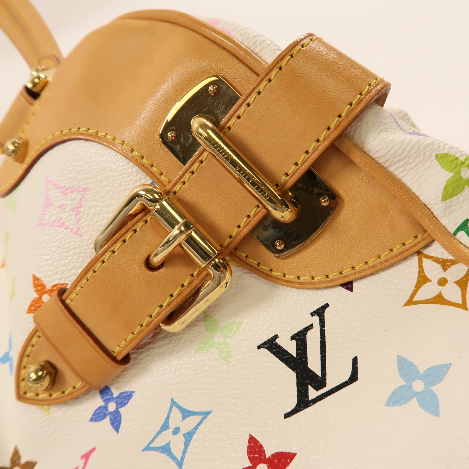 LOUIS VUITTON Monogram Multicolore Claudia金扣肩背袋白色/彩色