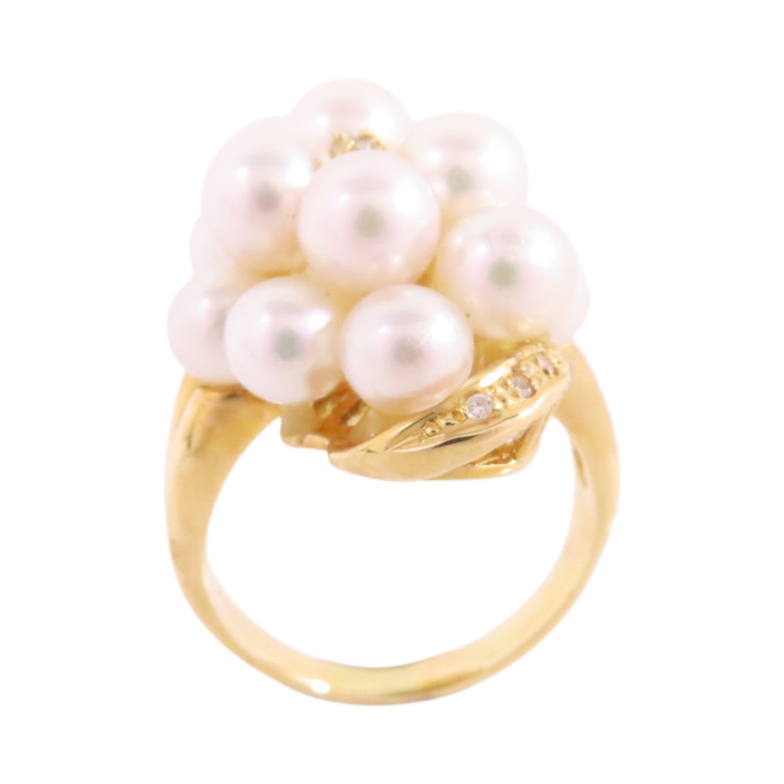 JEWELRY 18K黃金/珍珠/鑽石Pearl Diamond Ring戒指US#7.25