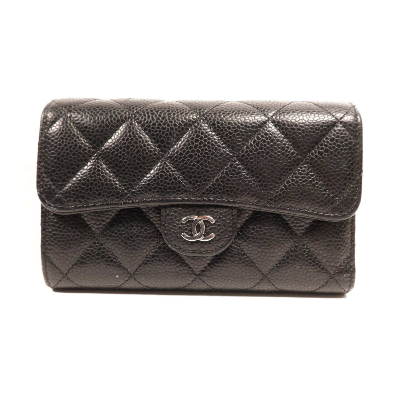 CHANEL 牛皮皮革Medium Wallet銀扣錢包