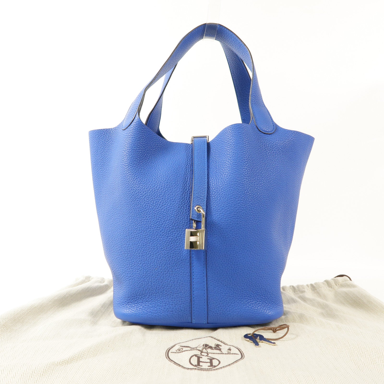 HERMES Clemence皮革Picotin MM銀扣手挽袋