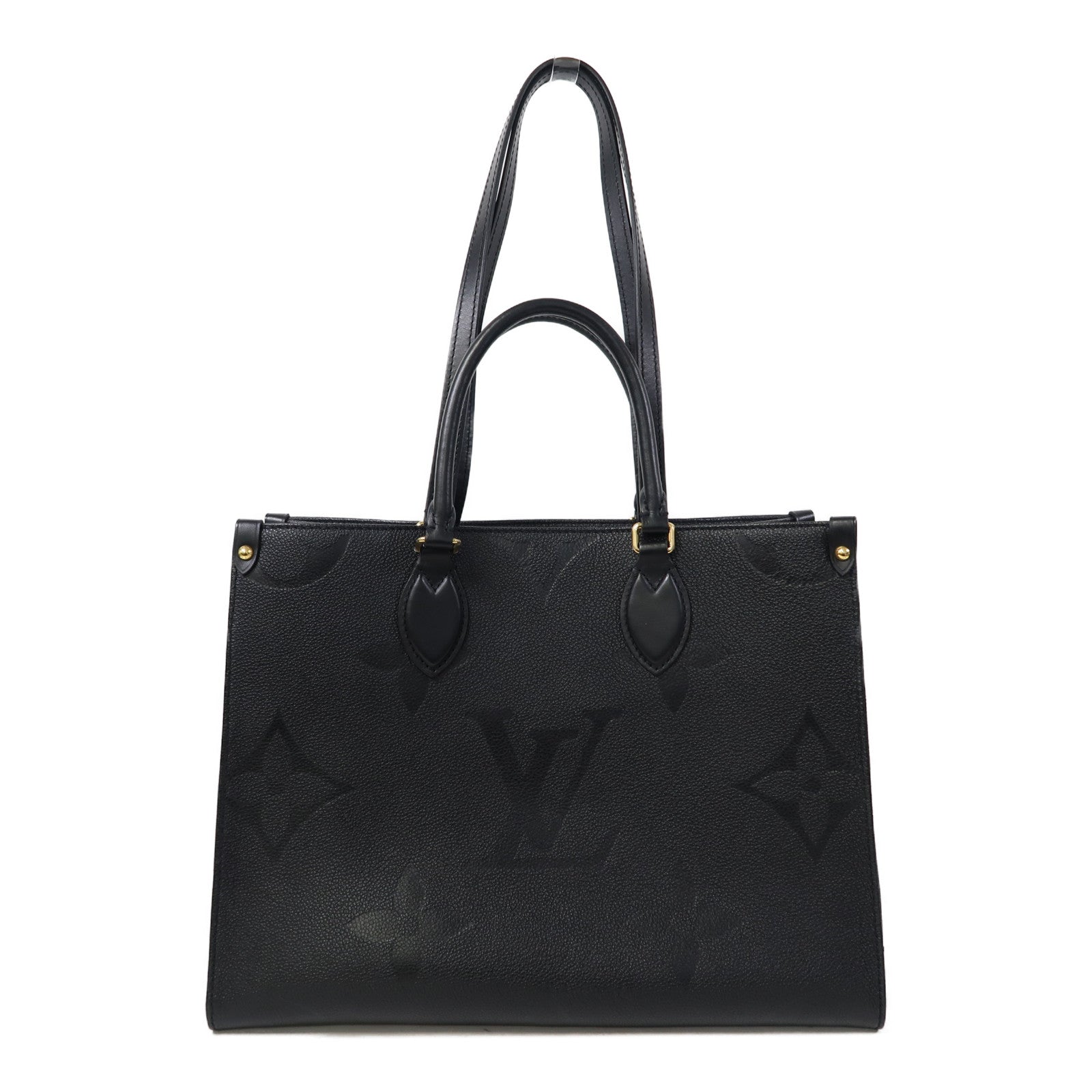LOUIS VUITTON Monogram Empreinte On The Go MM金扣手挽肩背兩用袋黑色