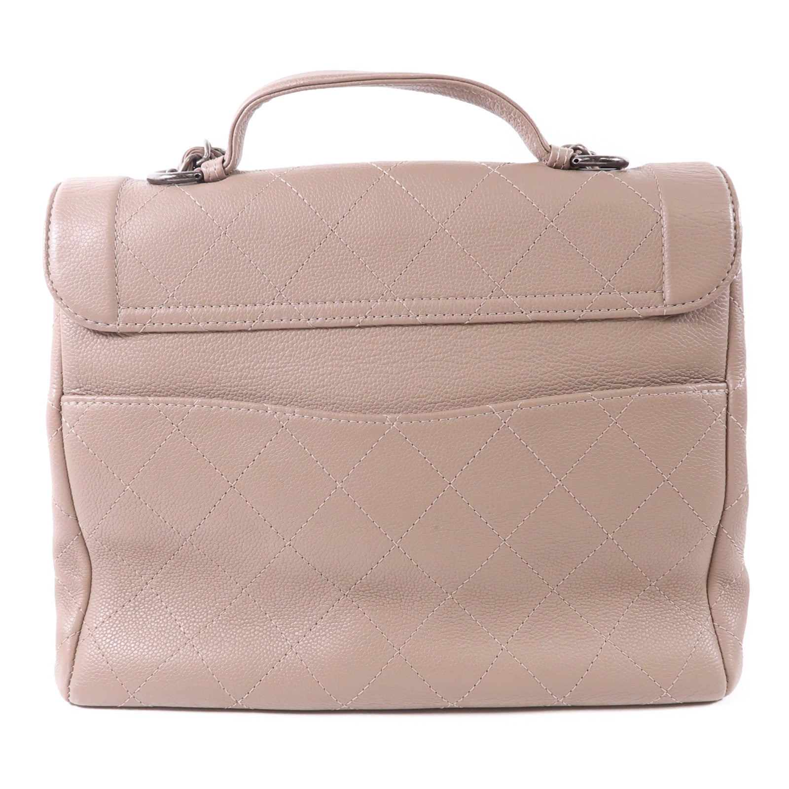 CHANEL CC Shoulder Bag 2 Way Shoulder Hand Bag Calfskin Leather Beige