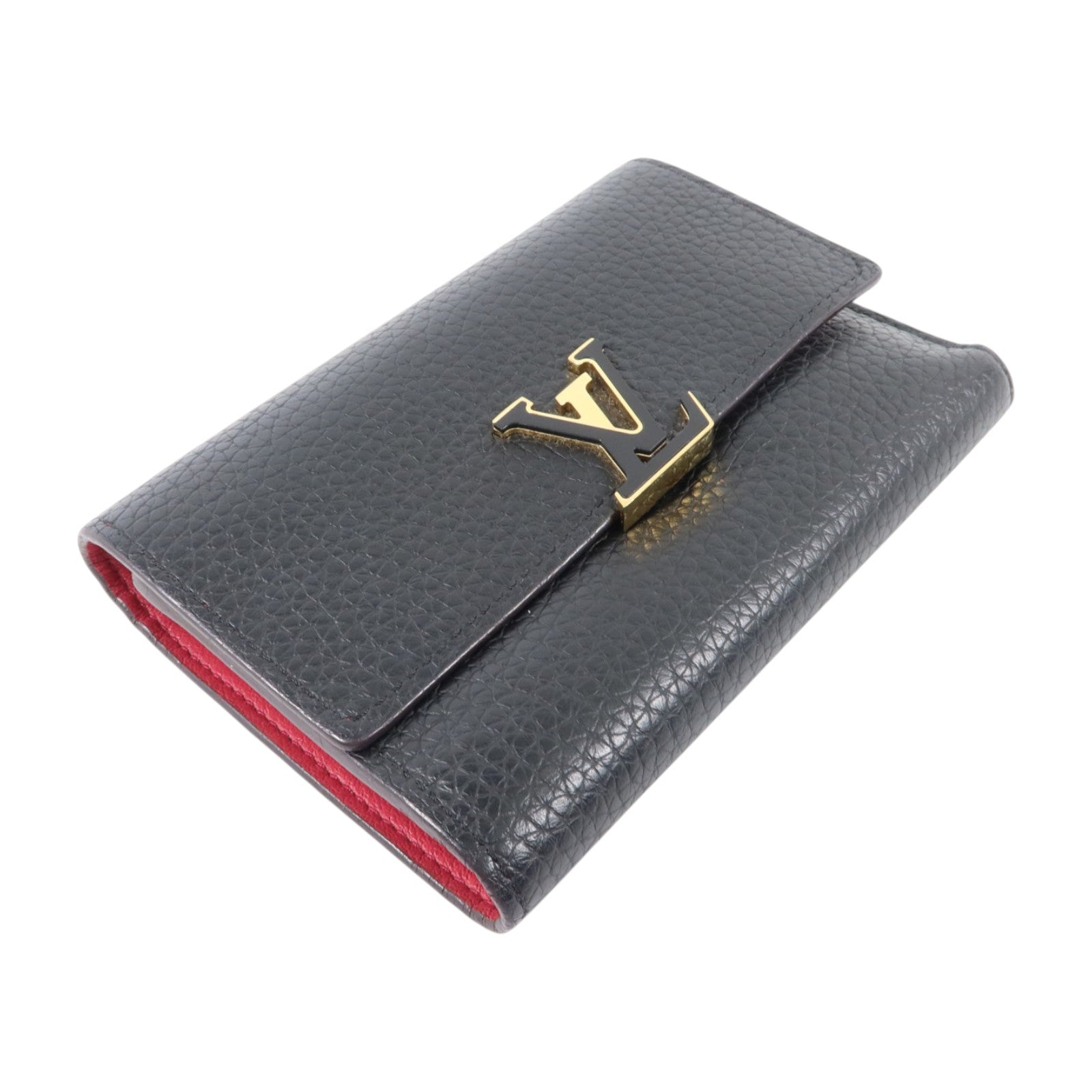 LOUIS VUITTON Taurillon Capucines Compact Wallet金扣錢包