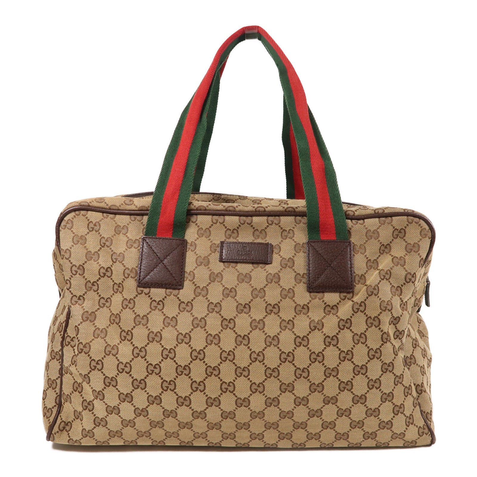 GUCCI 帆布GG Boston Bag波士頓包棕色