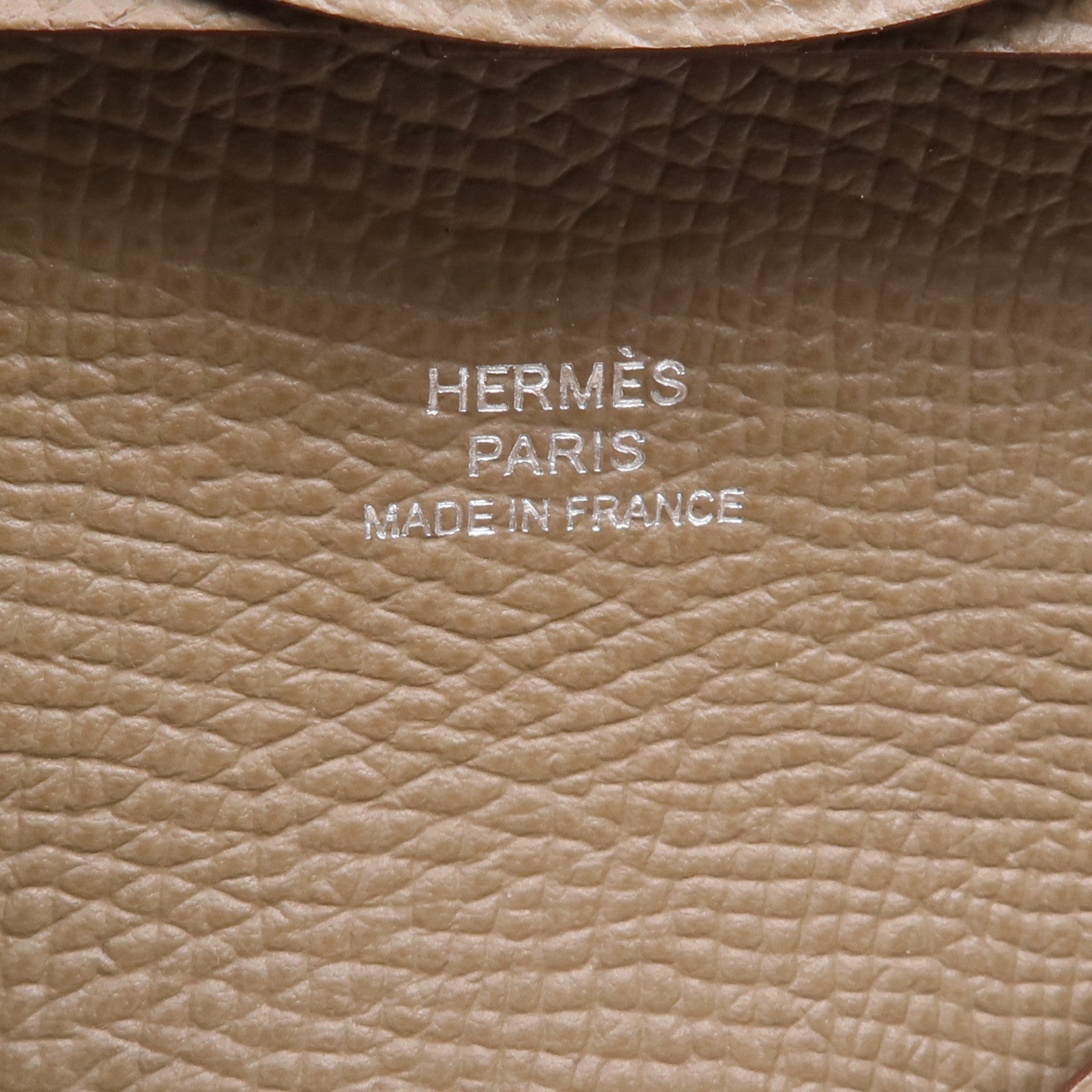 HERMES Epsom皮革Bastia零錢包Etoupe