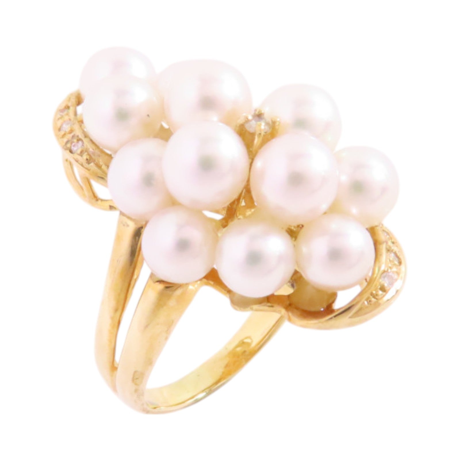 JEWELRY 18K黃金/珍珠/鑽石Pearl Diamond Ring戒指US#7.25