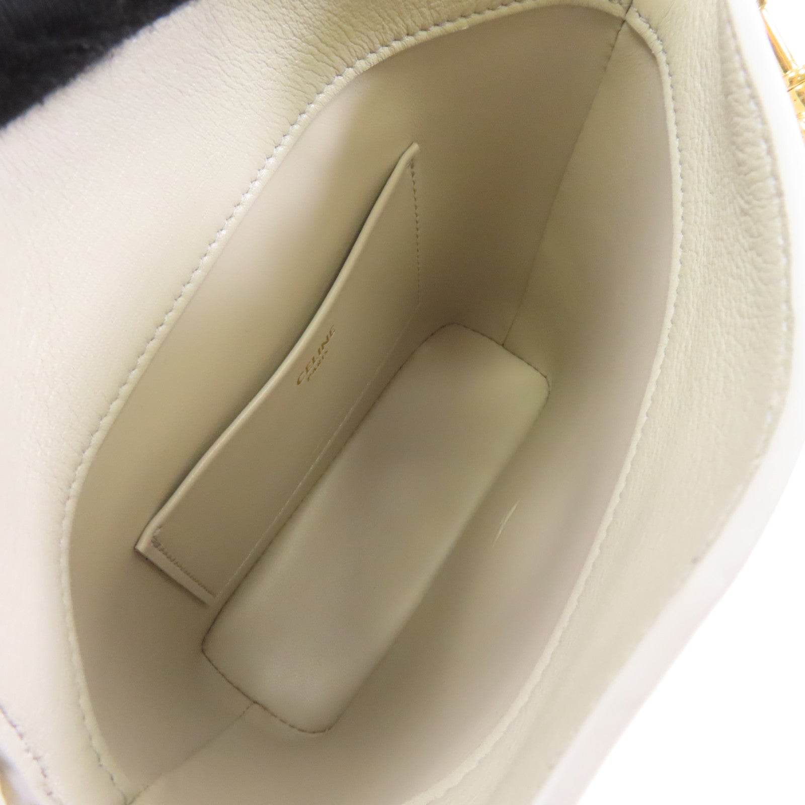 CELINE 牛皮皮革Triomphe Mini Bucket金扣手挽肩背兩用袋淺灰色
