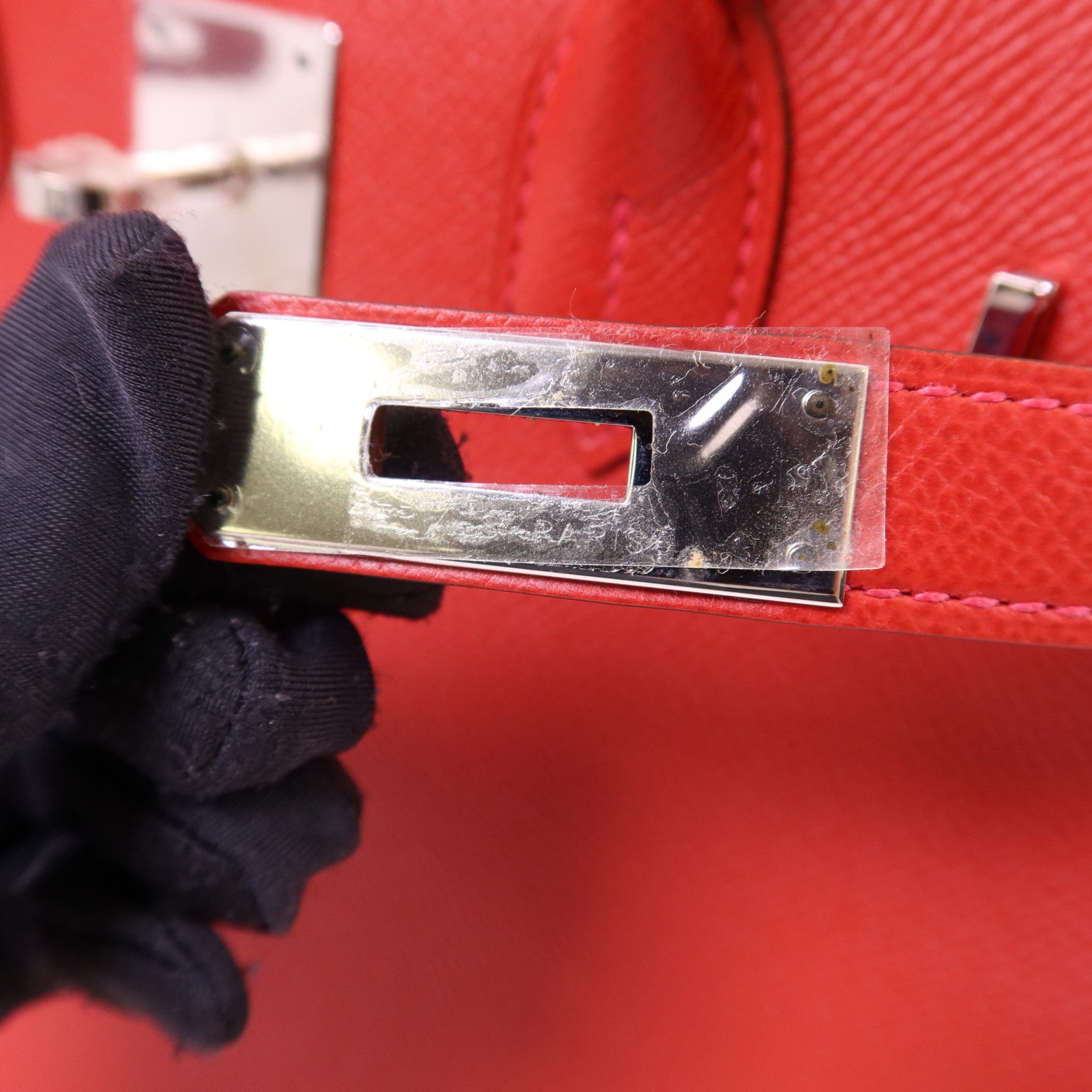 HERMES Epsom皮革Birkin 30銀扣手挽袋Rouge Casaque
