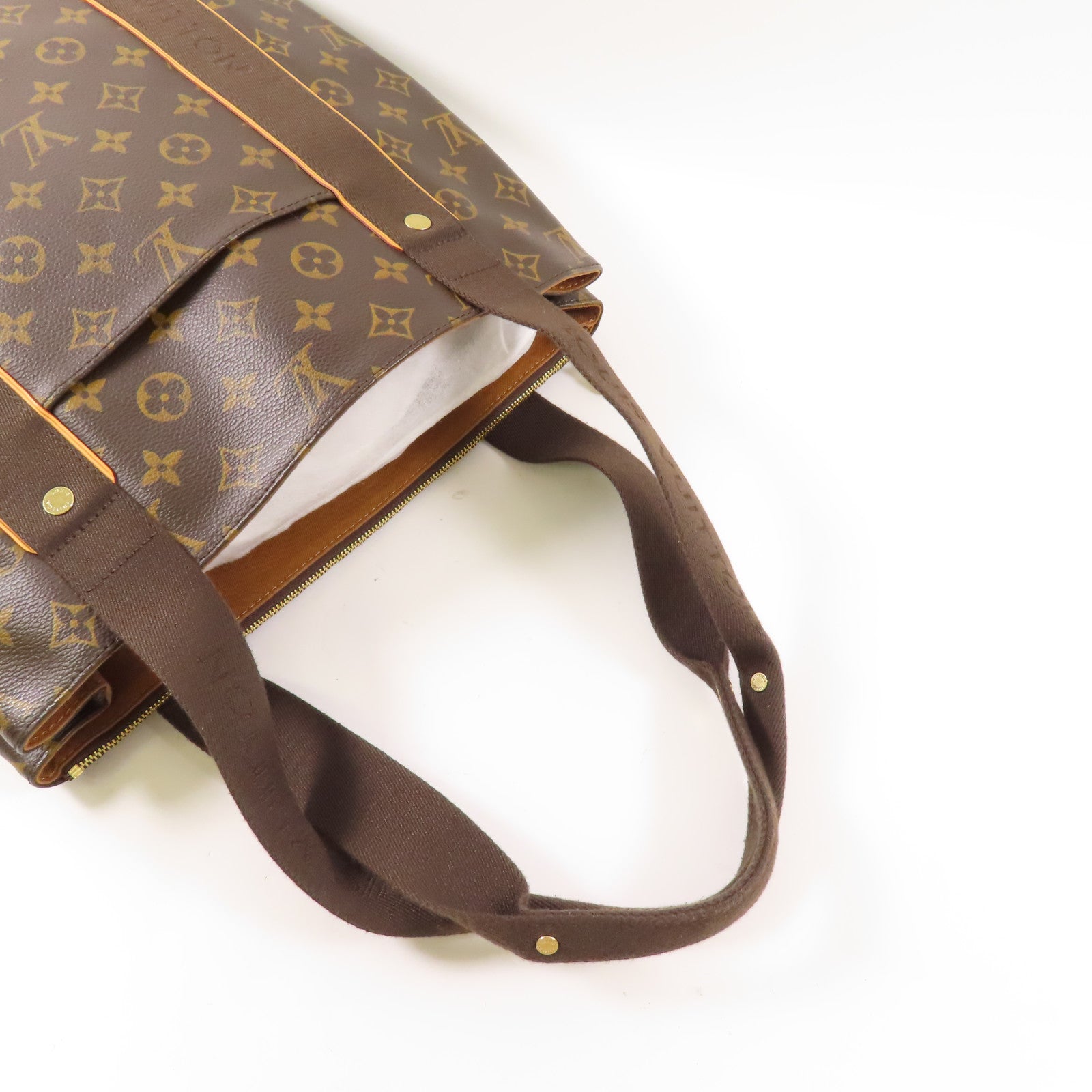 LOUIS VUITTON Monogram Cabas Beaubourg金扣肩背袋棕色