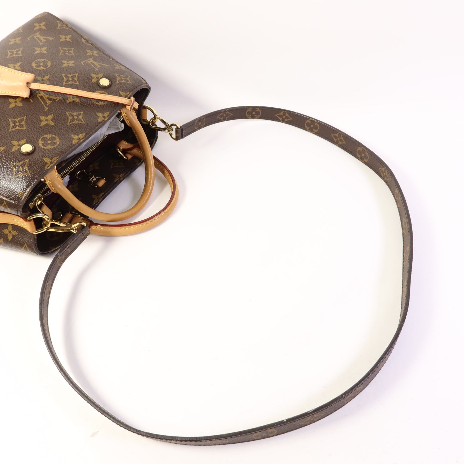LOUIS VUITTON Monogram Montaigne BB金扣手挽肩背兩用袋棕色