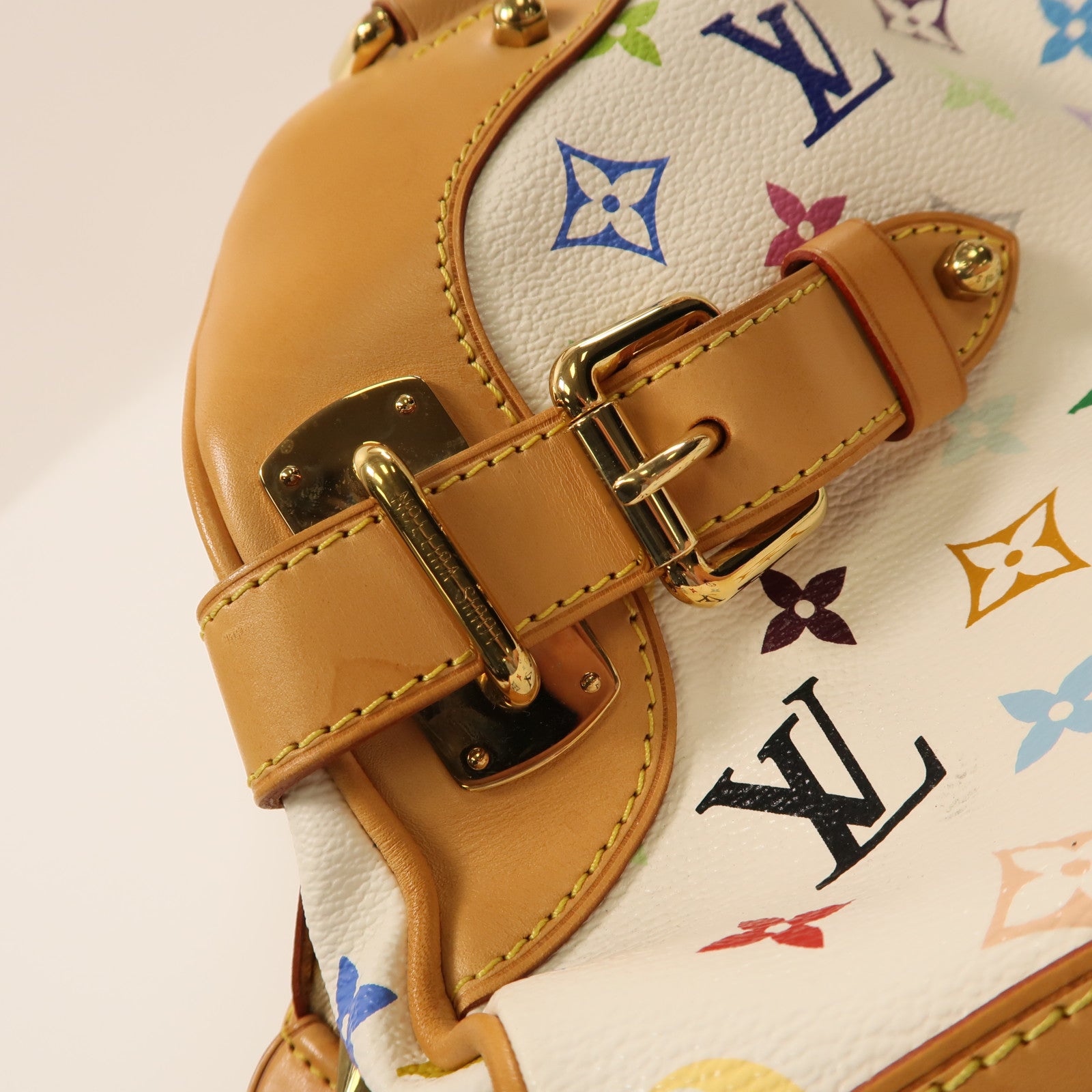 LOUIS VUITTON Monogram Multicolore Claudia金扣肩背袋白色/彩色