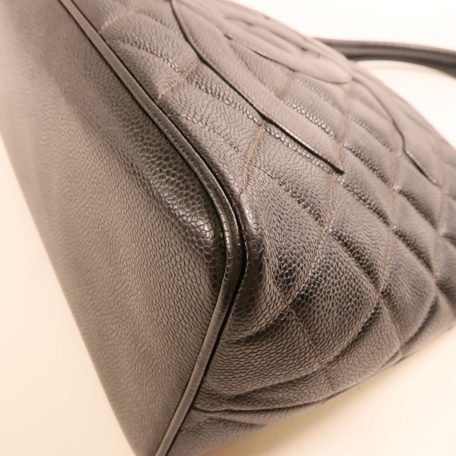 CHANEL 牛皮皮革Tote Bag銀扣肩背袋/手挽袋