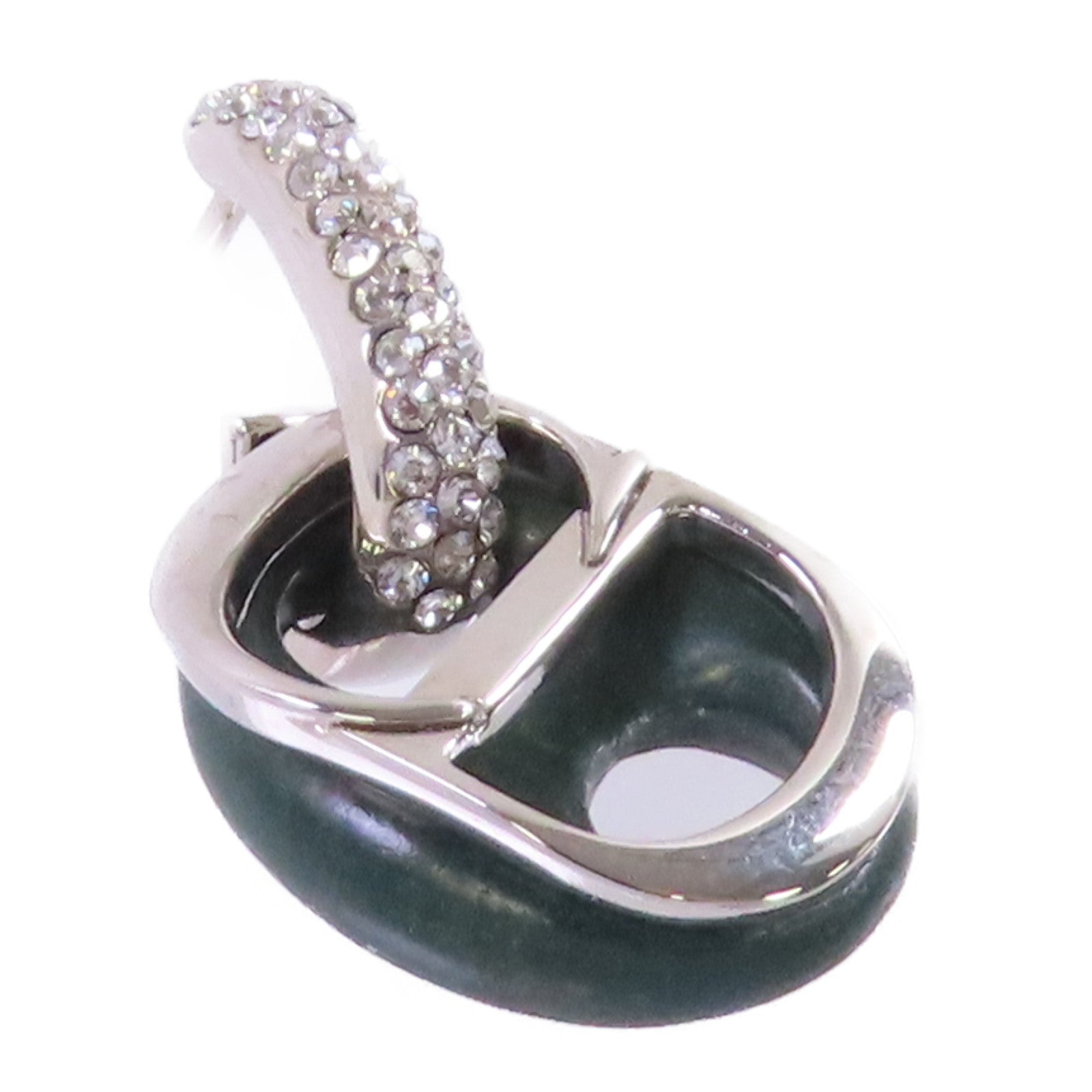 Dior CD Earring 500 Metal PVC Rhinestones Green