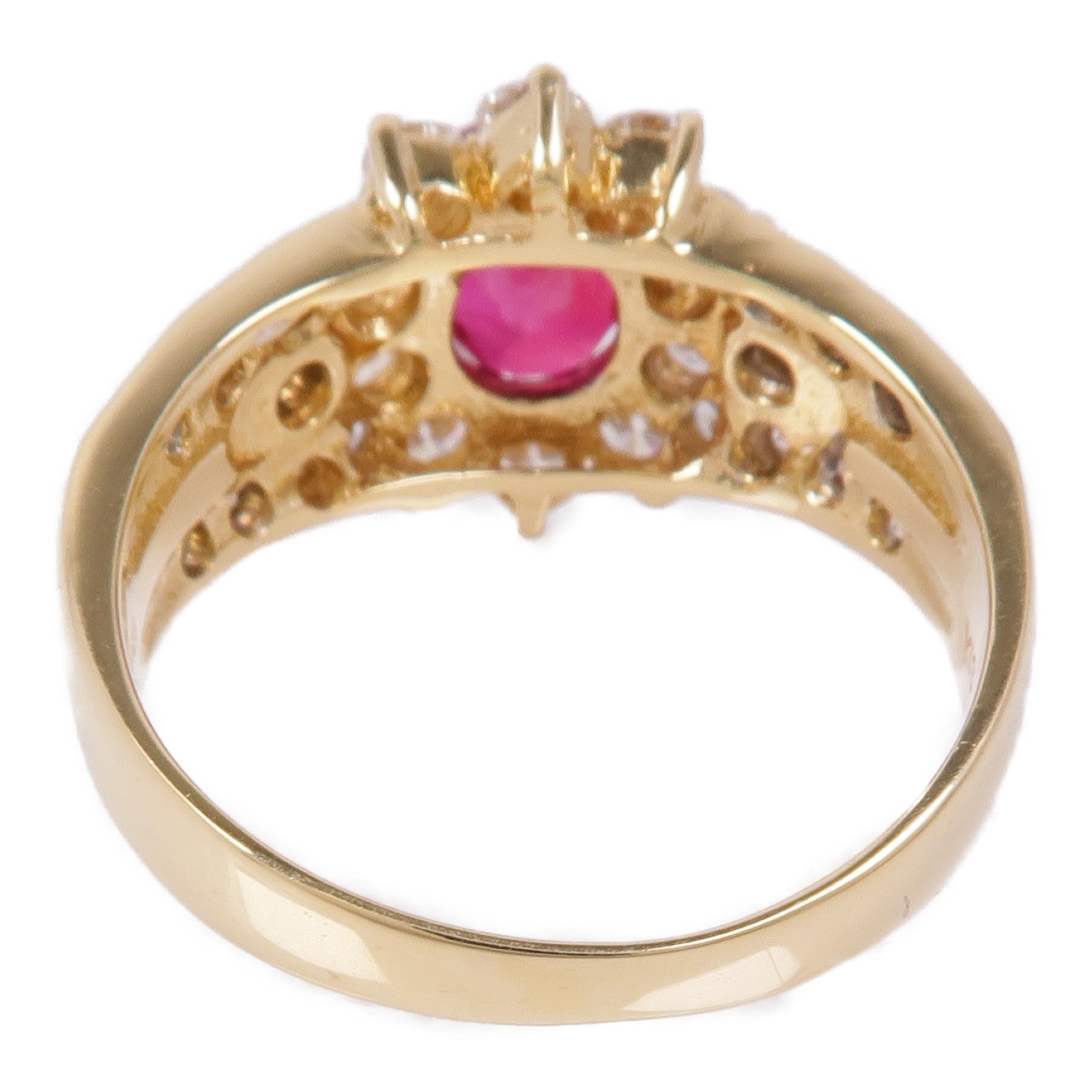 JEWELRY 【激減優惠】18K黃金Ruby/Diamond Ring紅寶石/鑽石戒指US#6.75