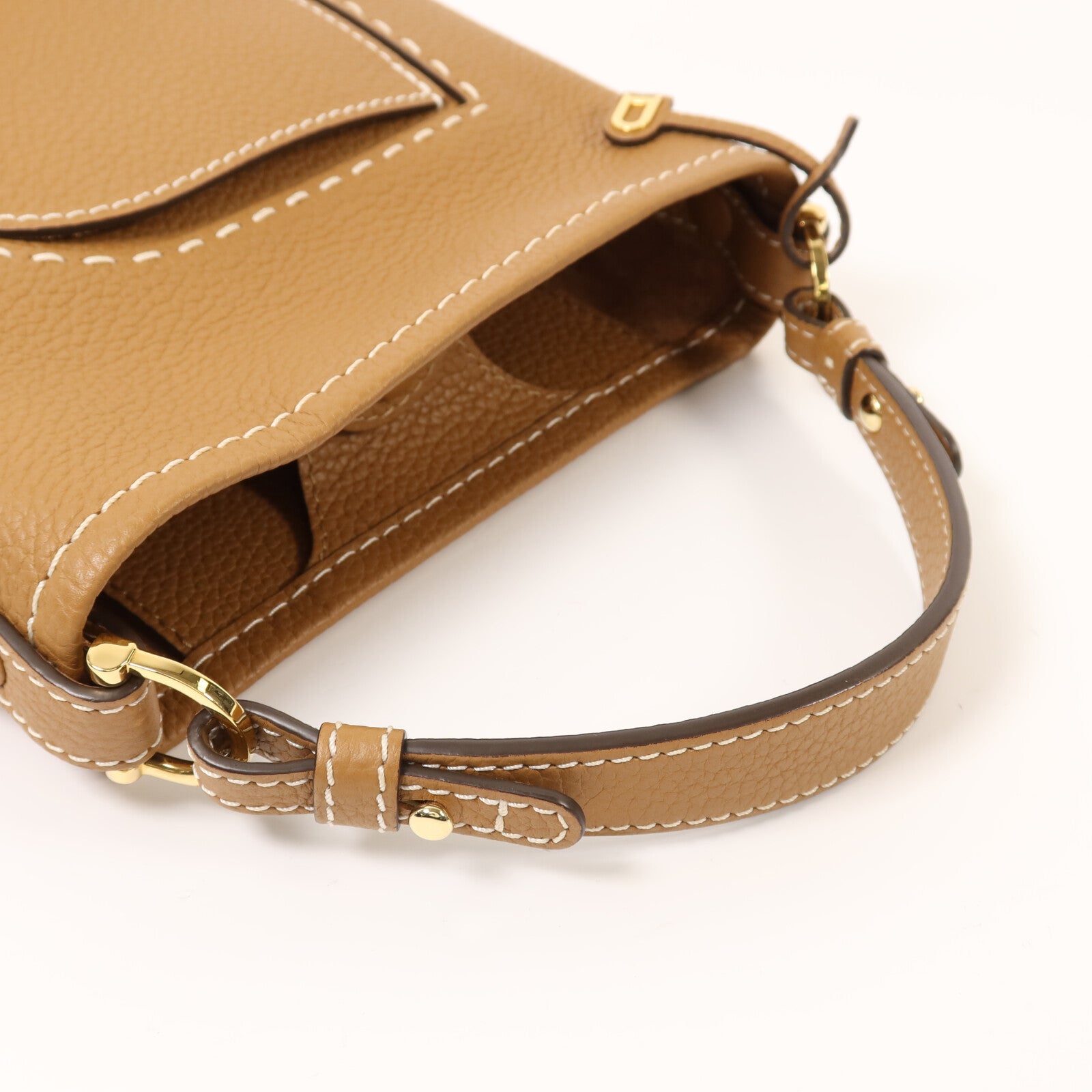 Delvaux 牛皮皮革Pin Mini Bucket金扣手挽袋