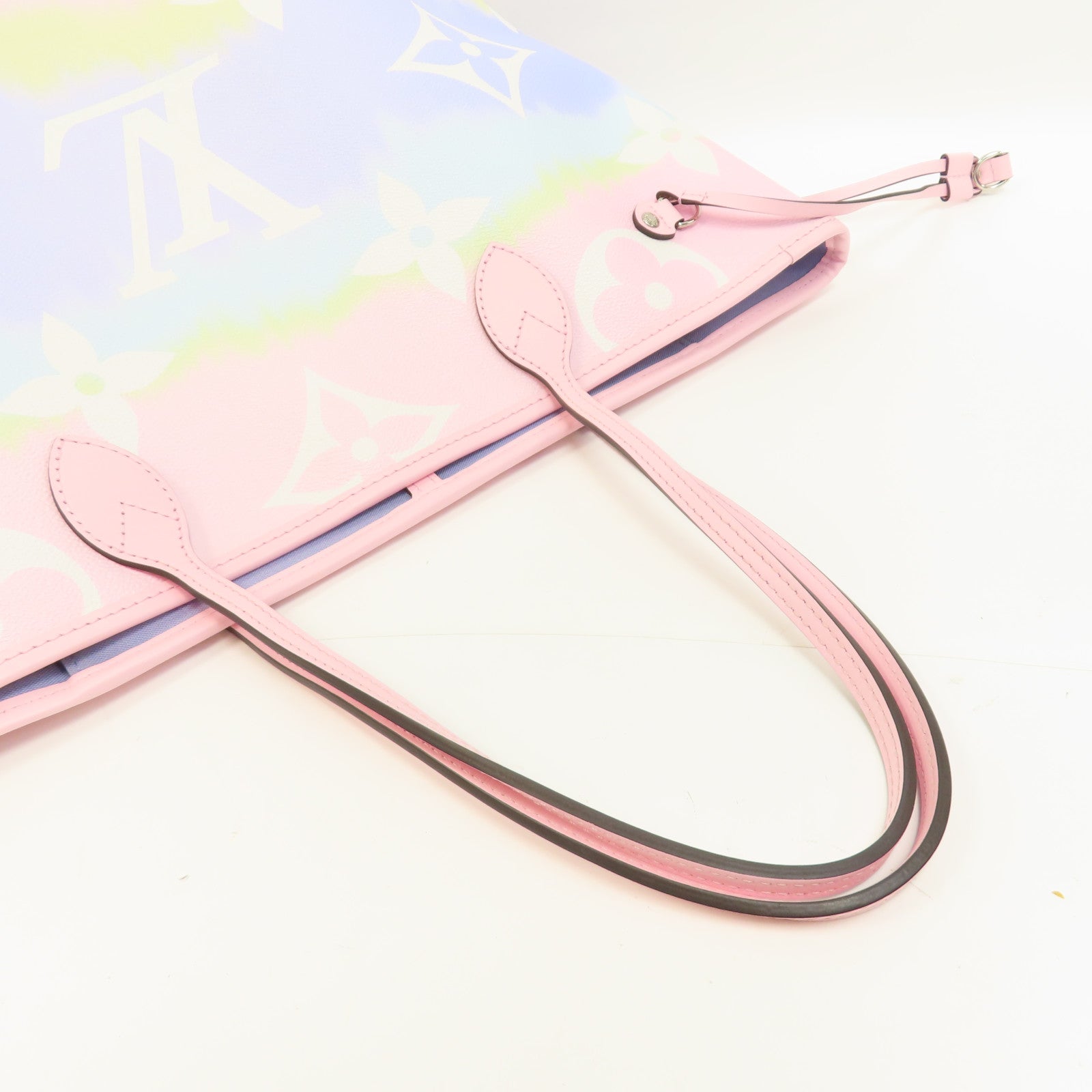 LOUIS VUITTON Escale Pastel Neverfull MM銀扣手挽袋粉紅色