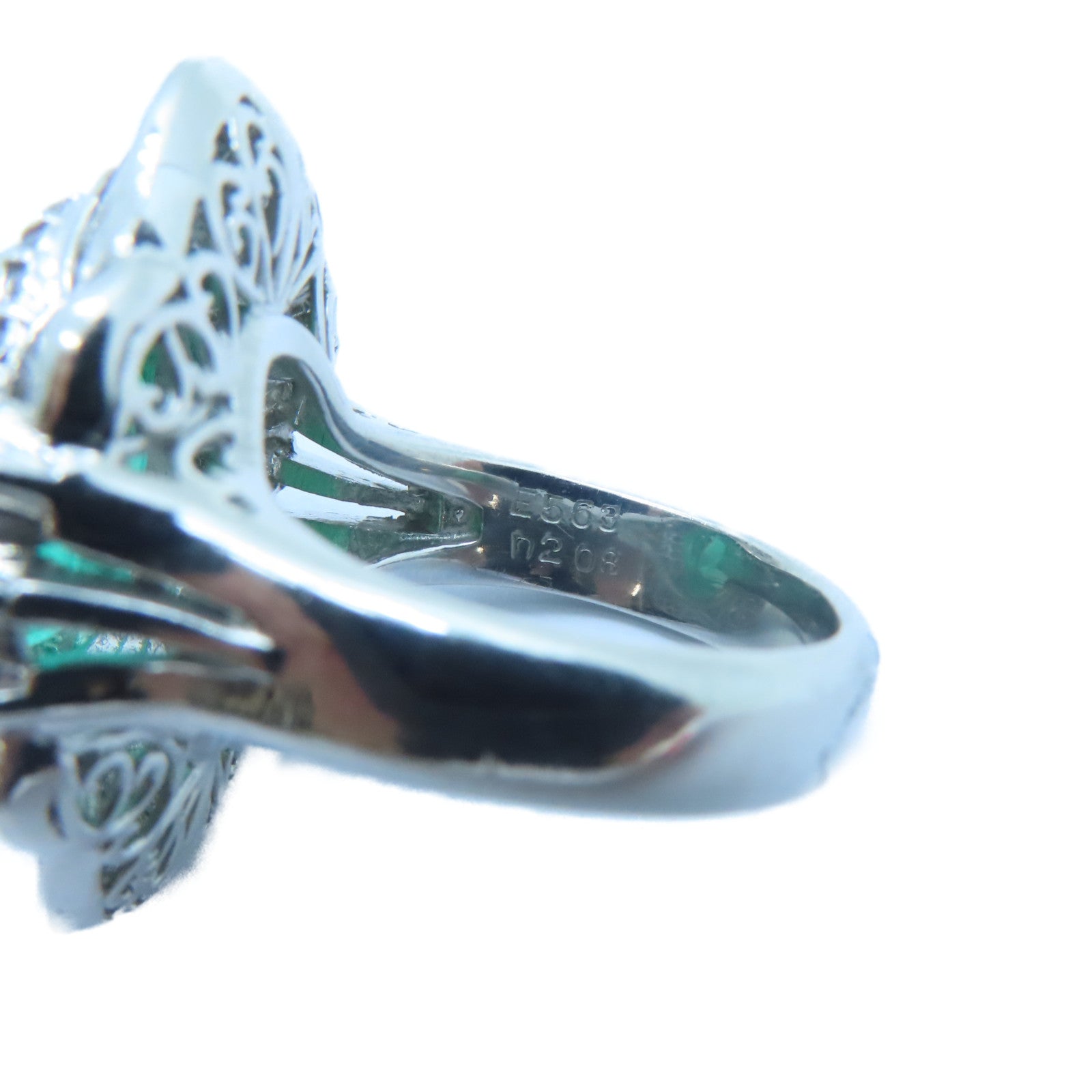 JEWELRY PT900鉑金Emerald Diamond Ring 5.63ct綠寶石/2.08ct鑽石戒指US#6