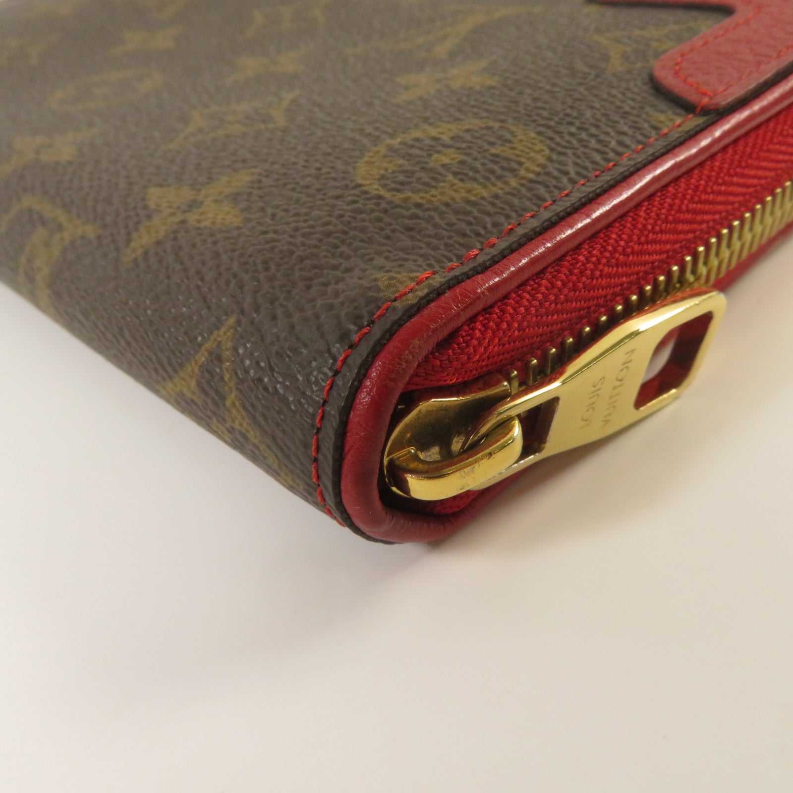 LOUIS VUITTON 【激減優惠】Monogram Zippy Wallet Retiro金扣長錢包紅色/啡色