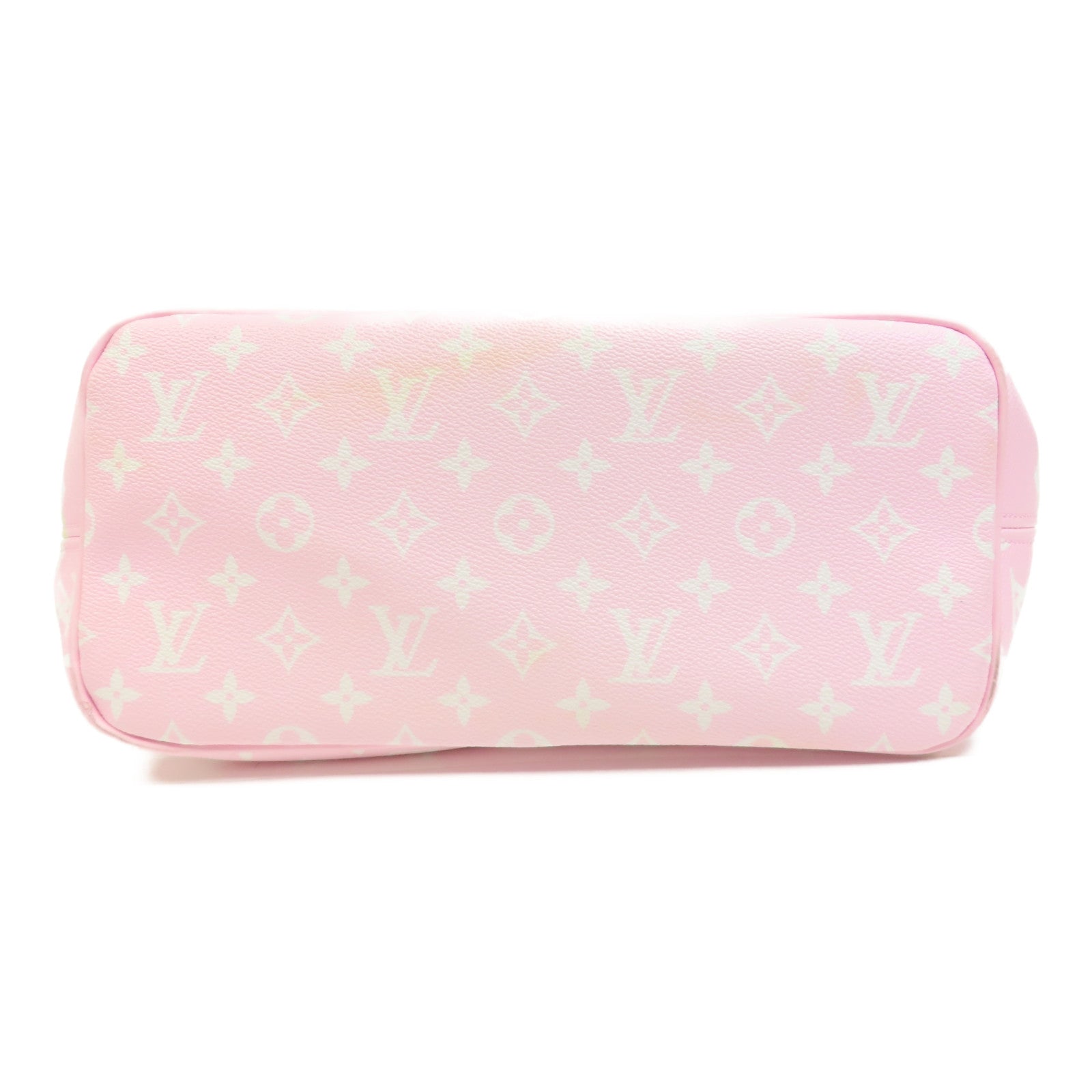 LOUIS VUITTON Escale Pastel Neverfull MM銀扣手挽袋粉紅色