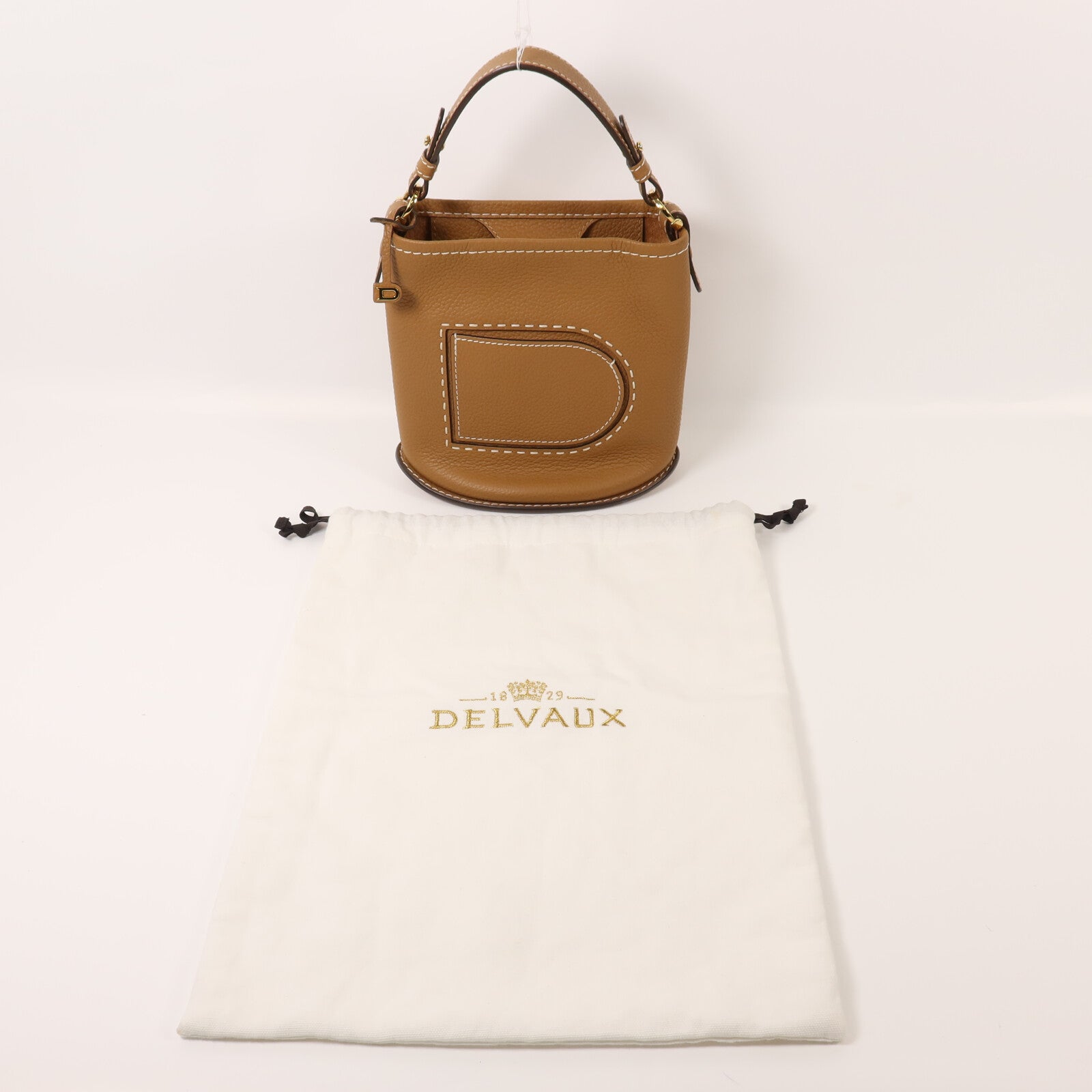 Delvaux 牛皮皮革Pin Mini Bucket金扣手挽袋