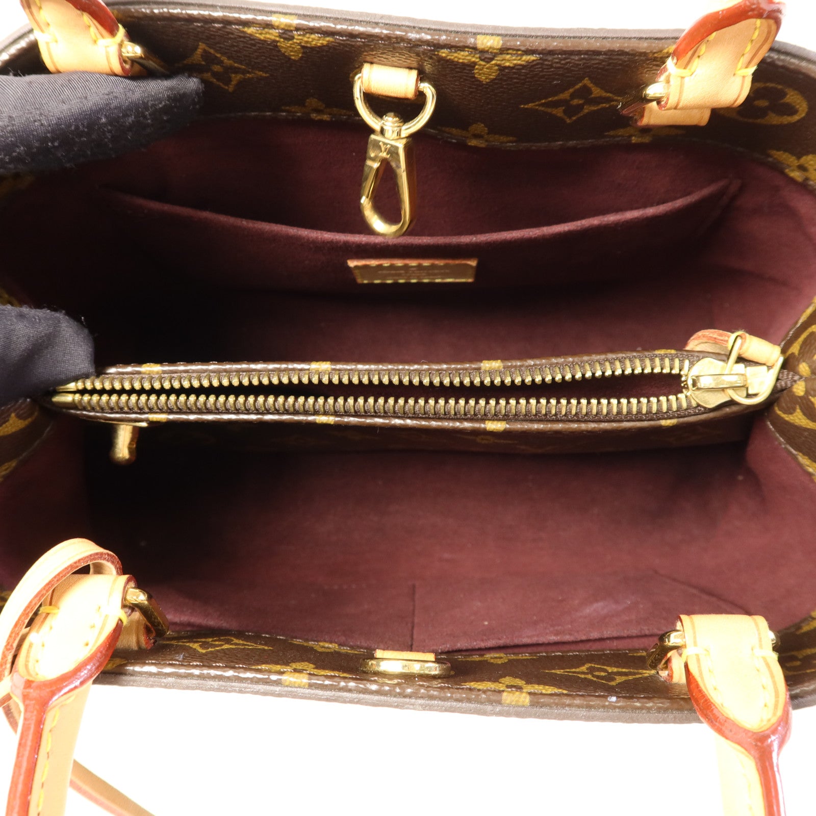 LOUIS VUITTON Monogram Montaigne BB金扣手挽肩背兩用袋棕色