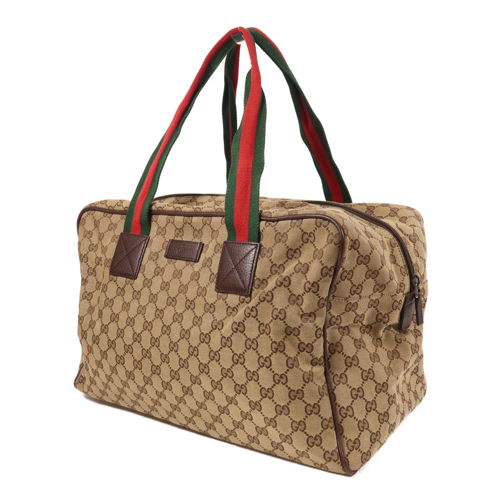 GUCCI 帆布GG Boston Bag波士頓包棕色