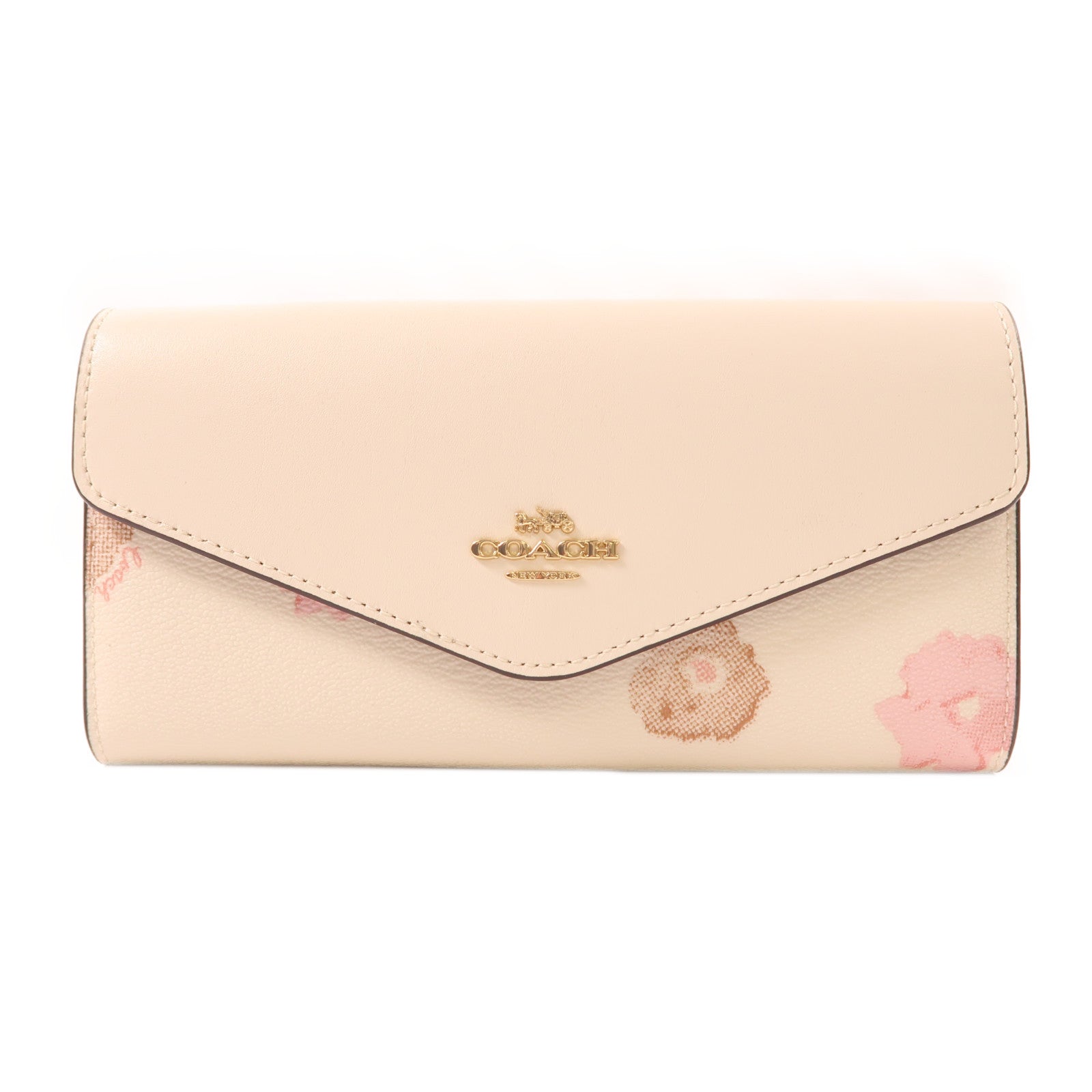 COACH 牛皮皮革Long Wallet金扣長錢包白色