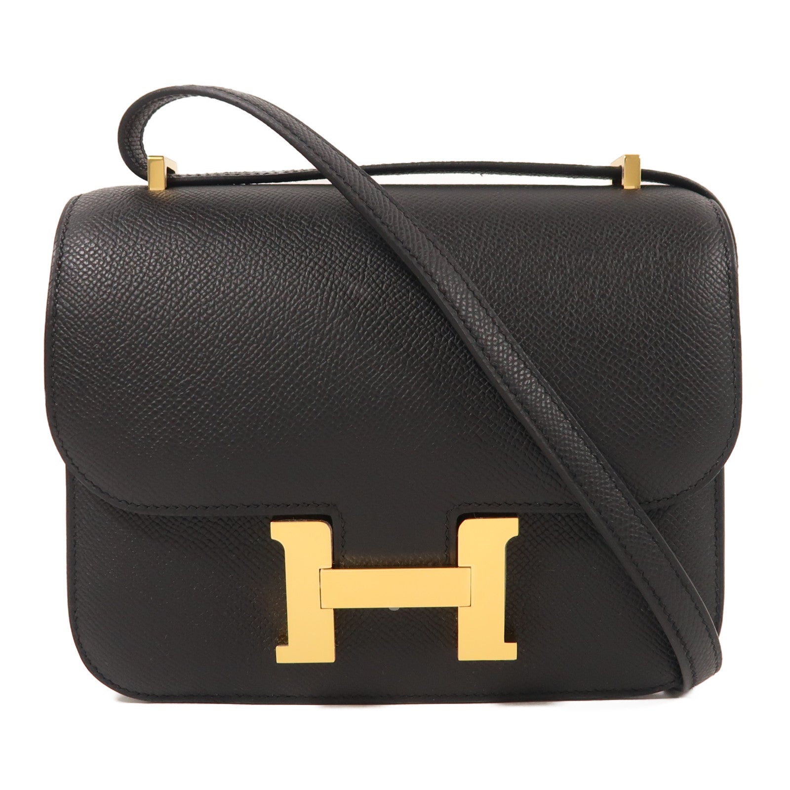 HERMES Epsom皮革Constance Mini金扣肩背袋Noir