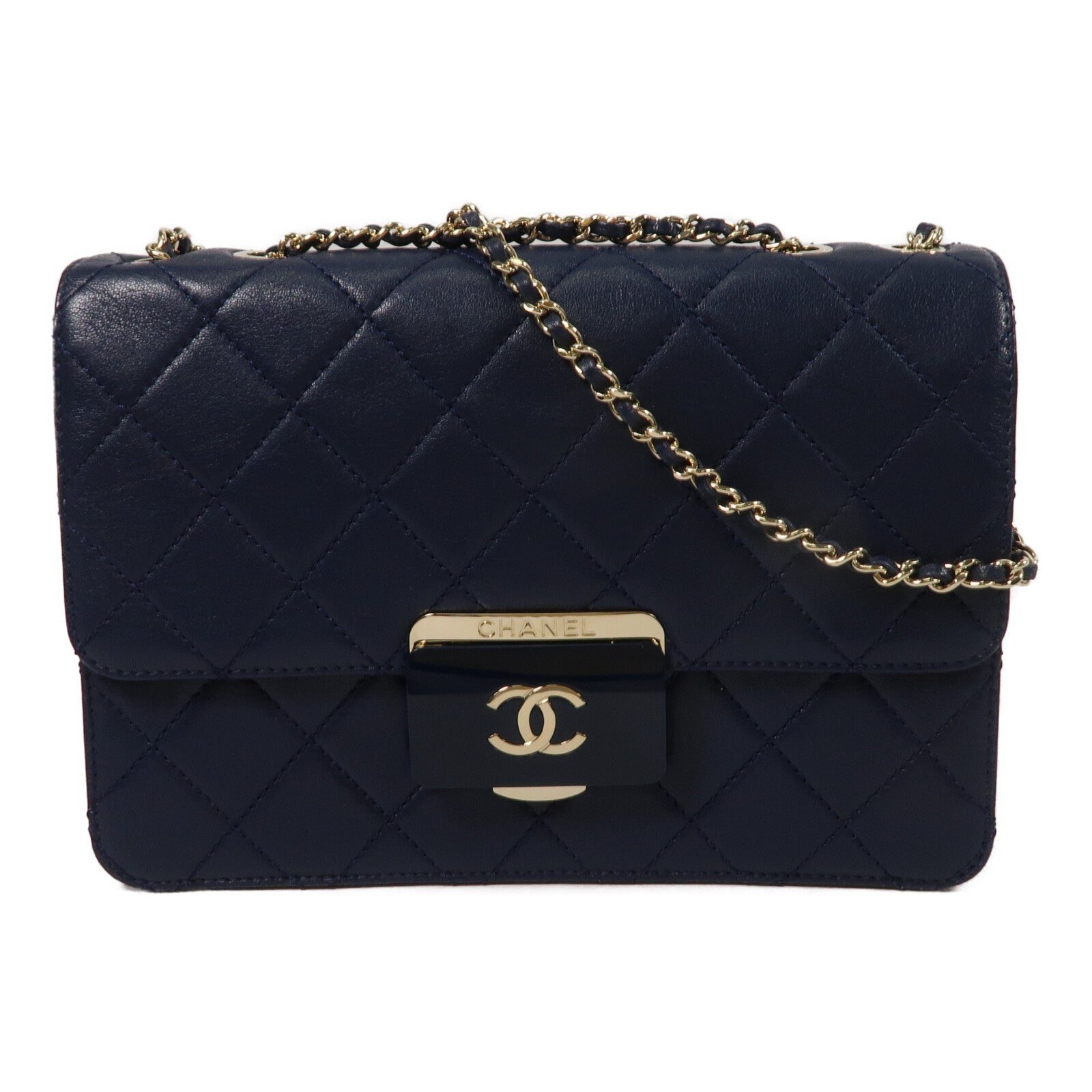 CHANEL 羊皮皮革Beauty Lock Flap鏈帶肩背袋