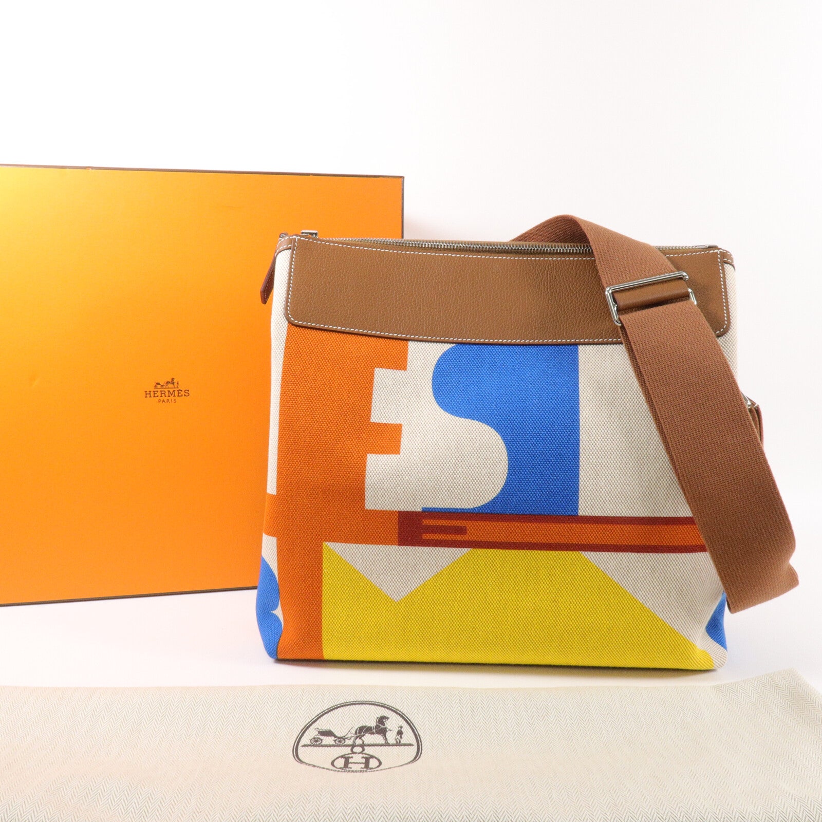 HERMES Viking/Regate R.M.S 12H肩背袋Capucine/Ecru/Fauve