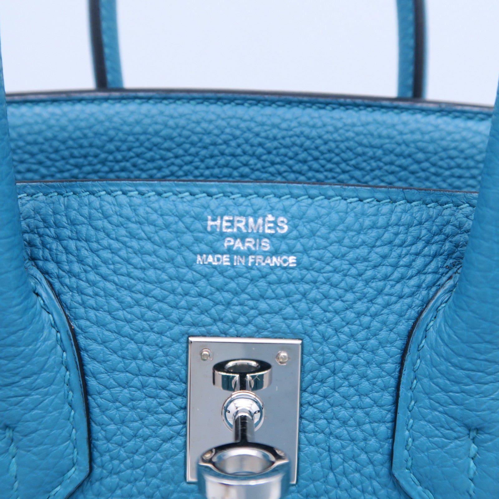 HERMES 【激減優惠】Togo皮革Birkin 25銀扣手挽袋土耳其亮藍