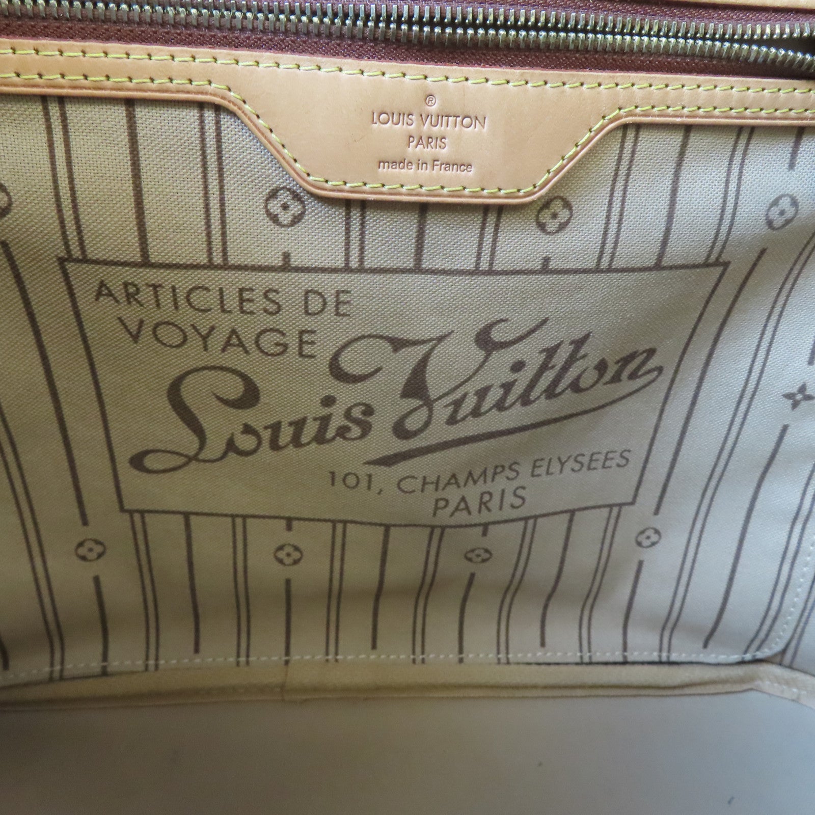 LOUIS VUITTON Monogram Neverfull MM金扣手挽袋啡色