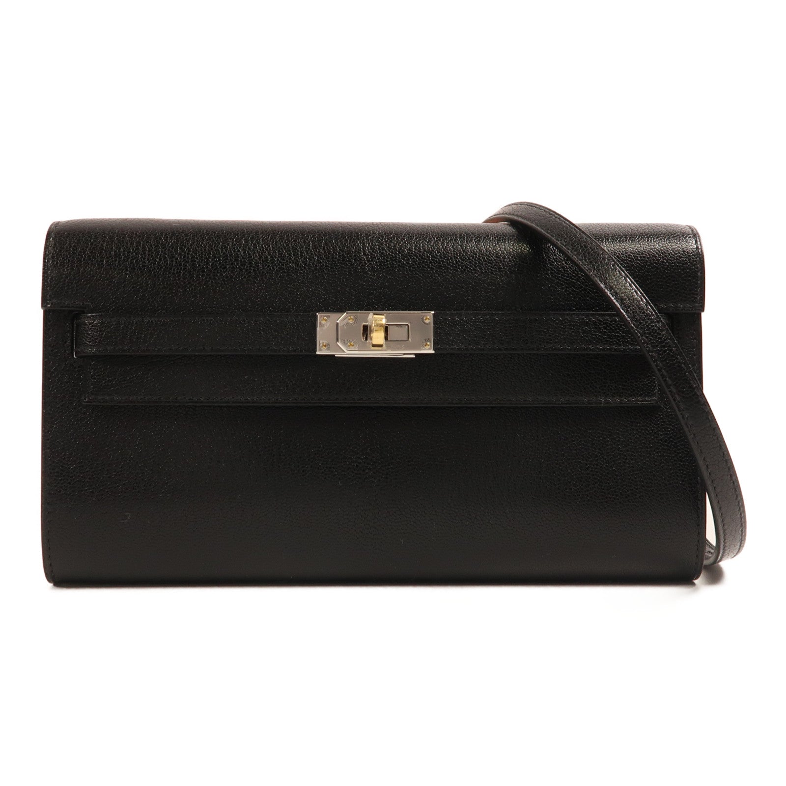 HERMES 【激減優惠】Chevre皮革Kelly To Go銀扣肩背袋黑色