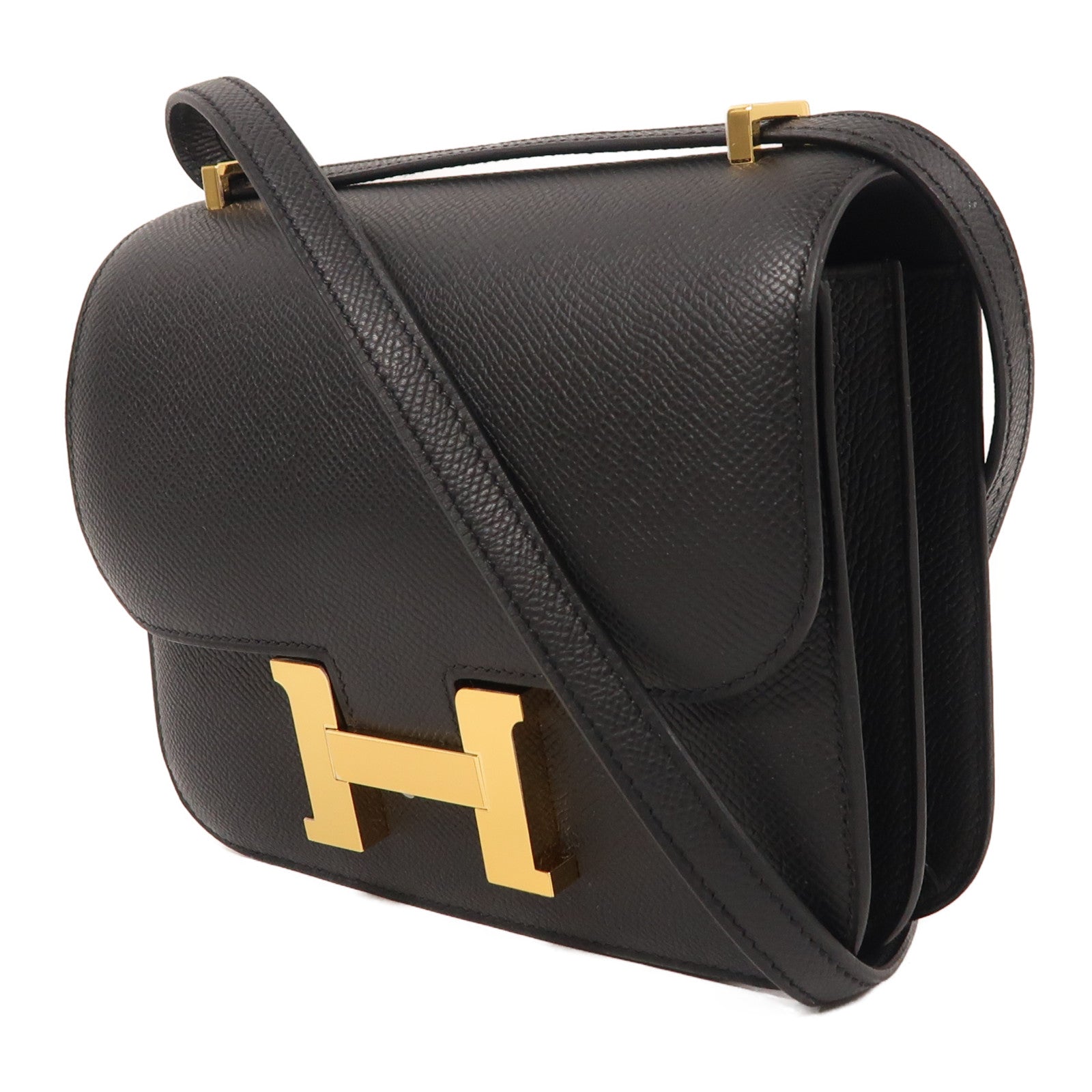 HERMES Epsom皮革Constance Mini金扣肩背袋Noir