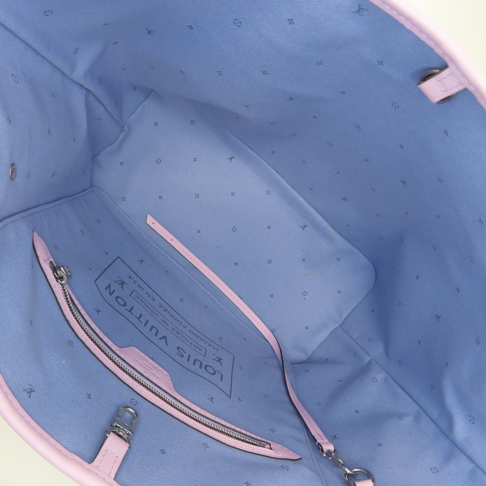 LOUIS VUITTON Escale Pastel Neverfull MM銀扣手挽袋粉紅色