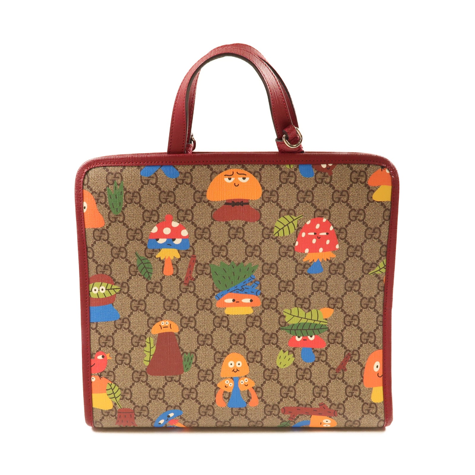 GUCCI 塗層帆布Hand Bag金扣手挽袋紅色/彩色