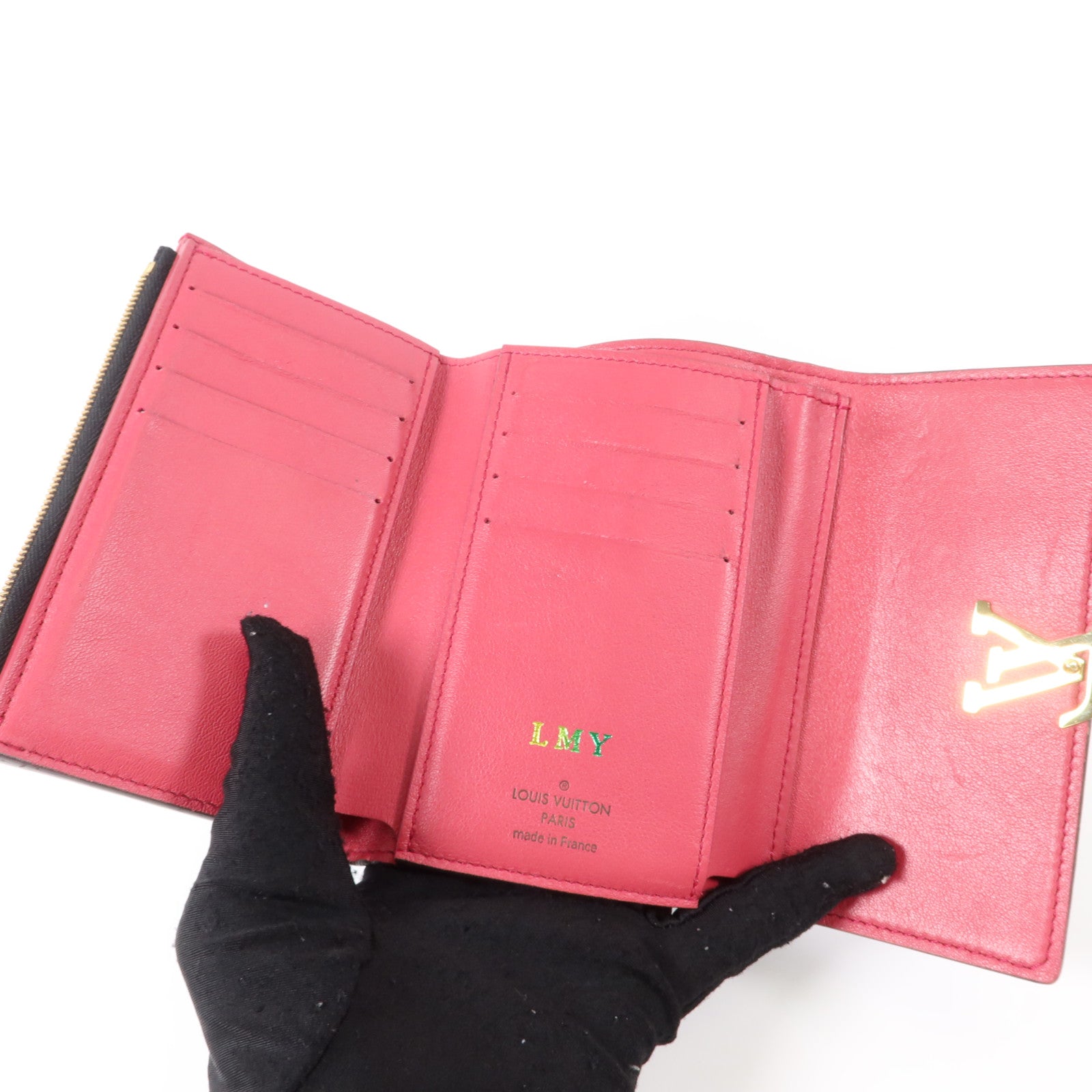LOUIS VUITTON Taurillon Capucines Compact Wallet金扣錢包