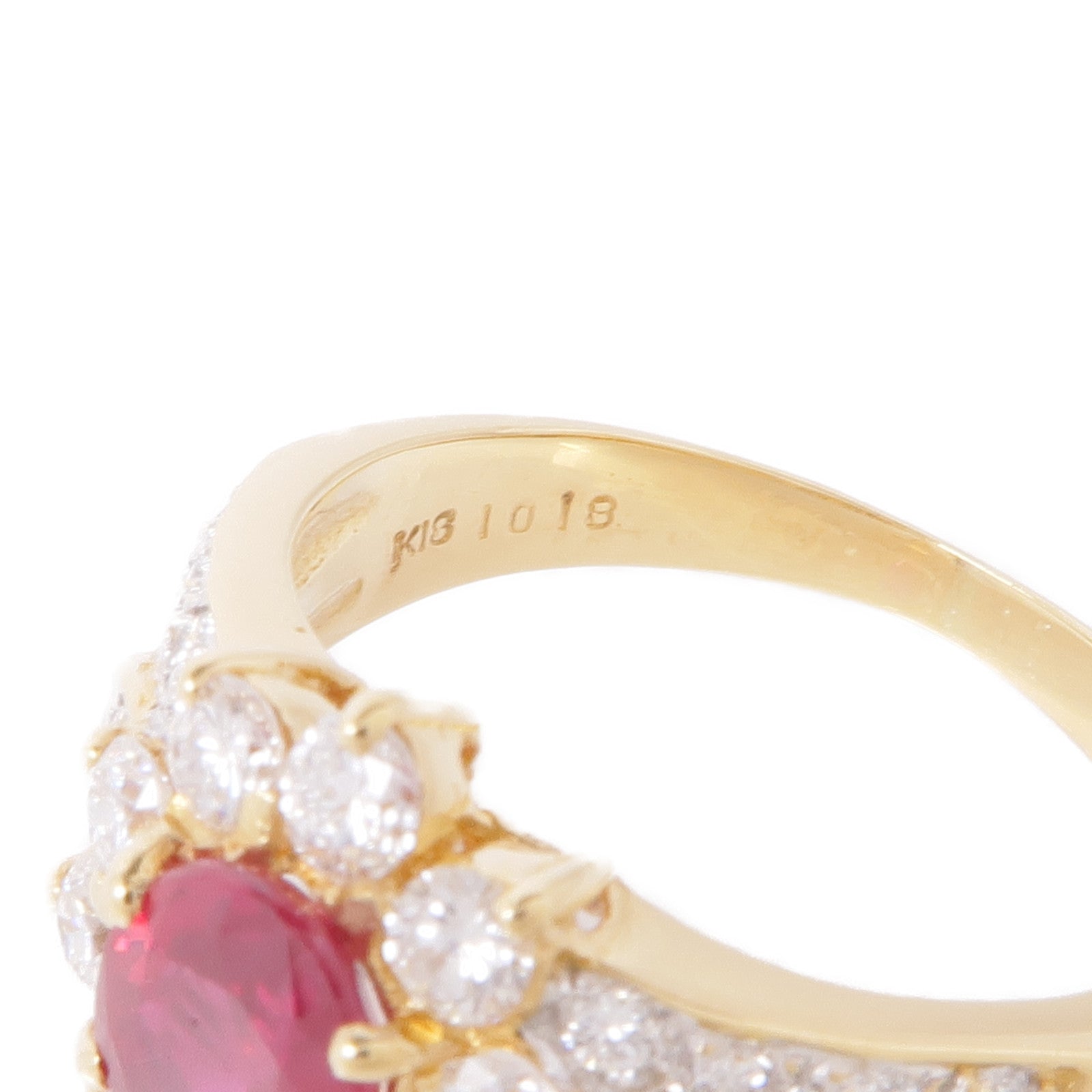 JEWELRY 【激減優惠】18K黃金Ruby/Diamond Ring紅寶石/鑽石戒指US#6.75