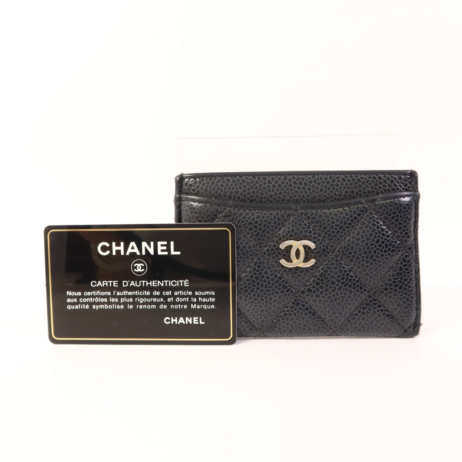 CHANEL 牛皮皮革Card Case銀扣卡片套