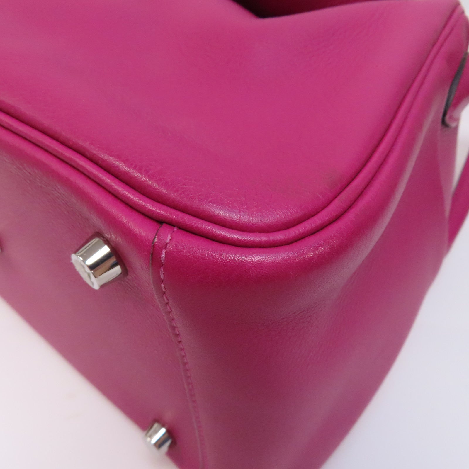 HERMES Evercolor皮革Lindy 26銀扣手挽肩背兩用袋Rose Purple/桃紫色