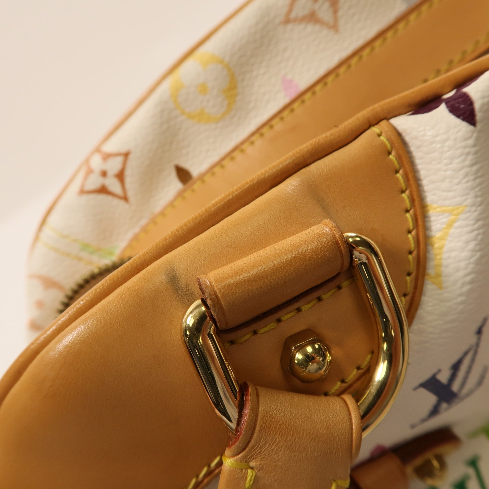 LOUIS VUITTON Monogram Multicolore Claudia金扣肩背袋白色/彩色