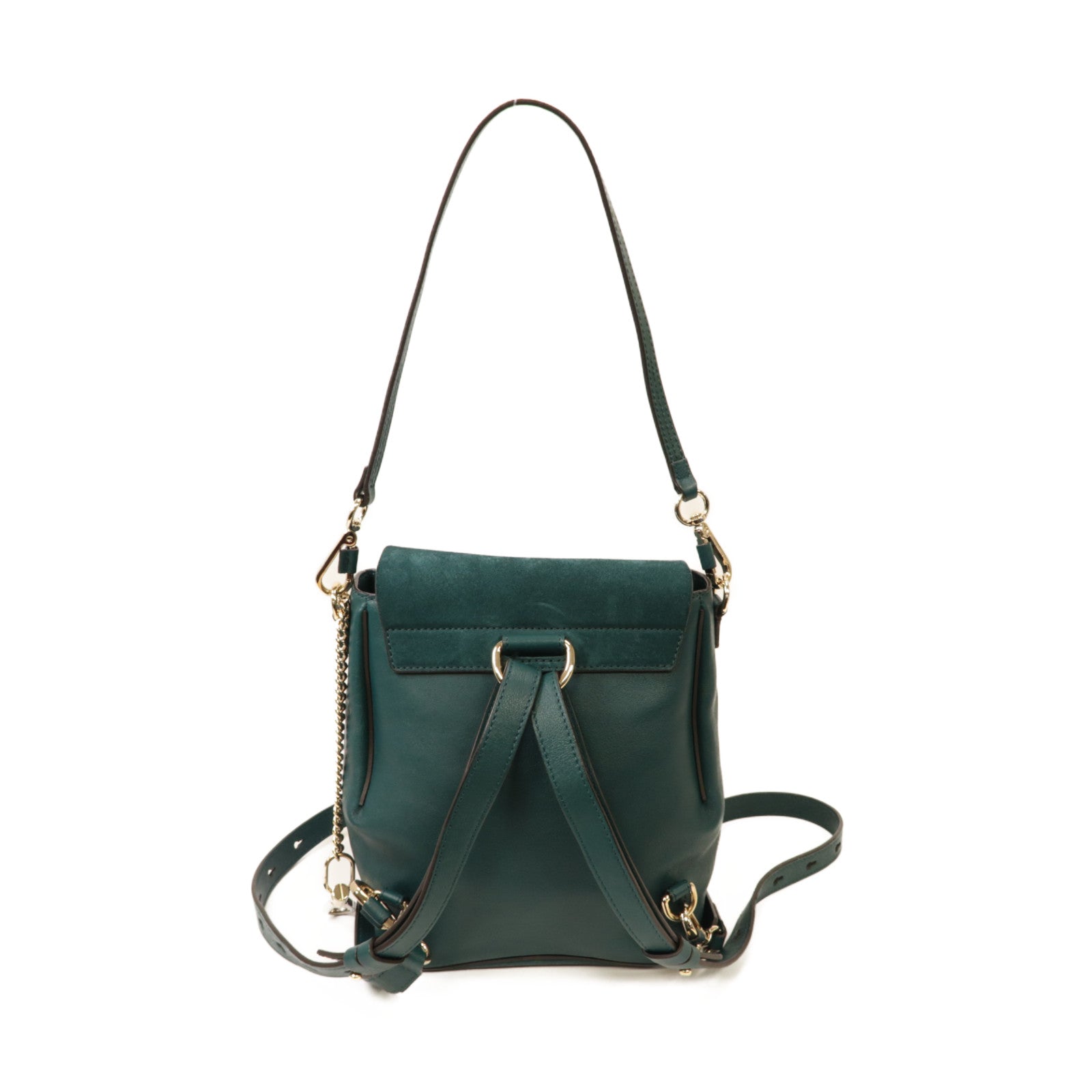 Chloe 【激減優惠】麂皮/牛皮皮革Backpack金扣背包綠色