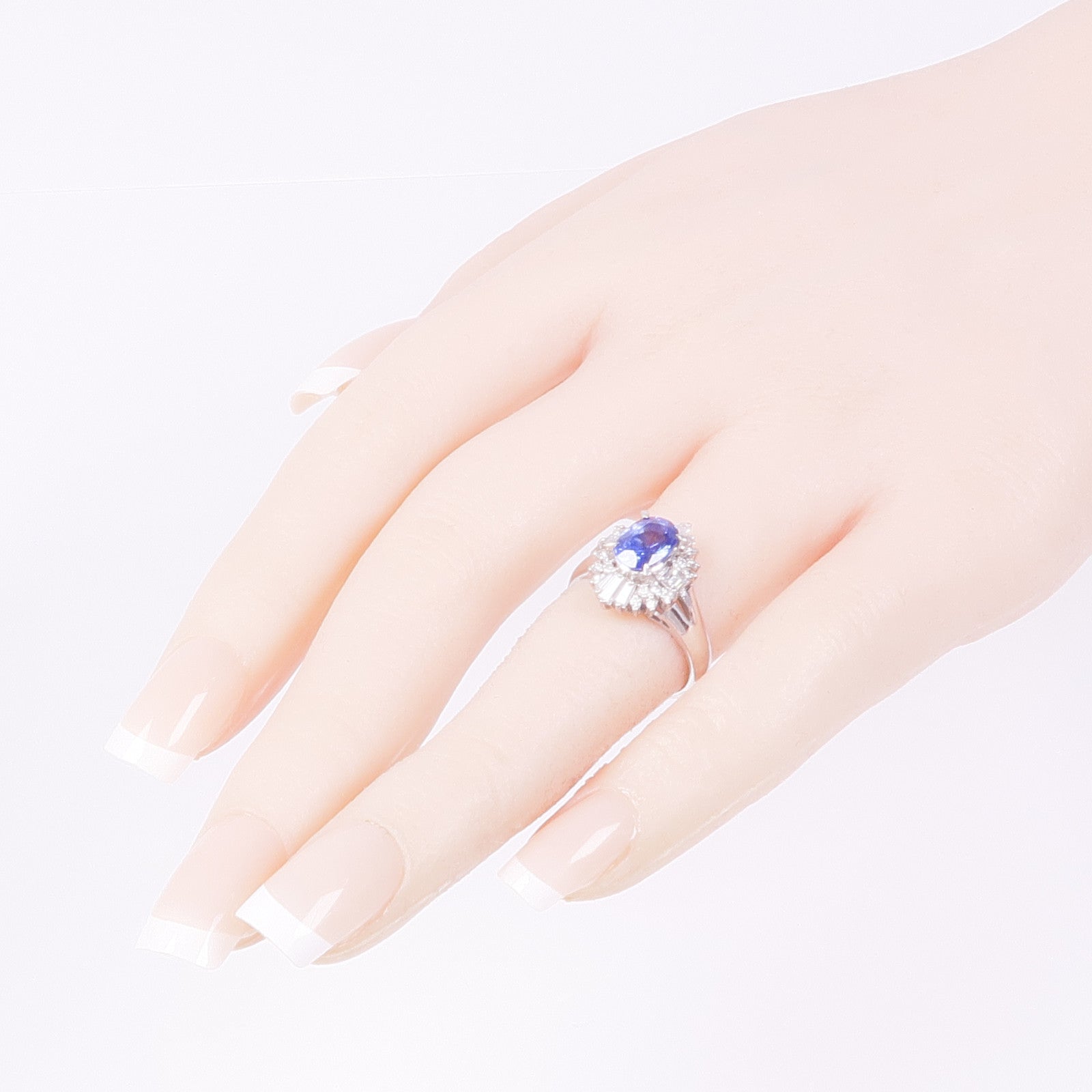 JEWELRY PT900鉑金Sapphire Diamond Ring藍寶石/鑽石戒指US#5.75