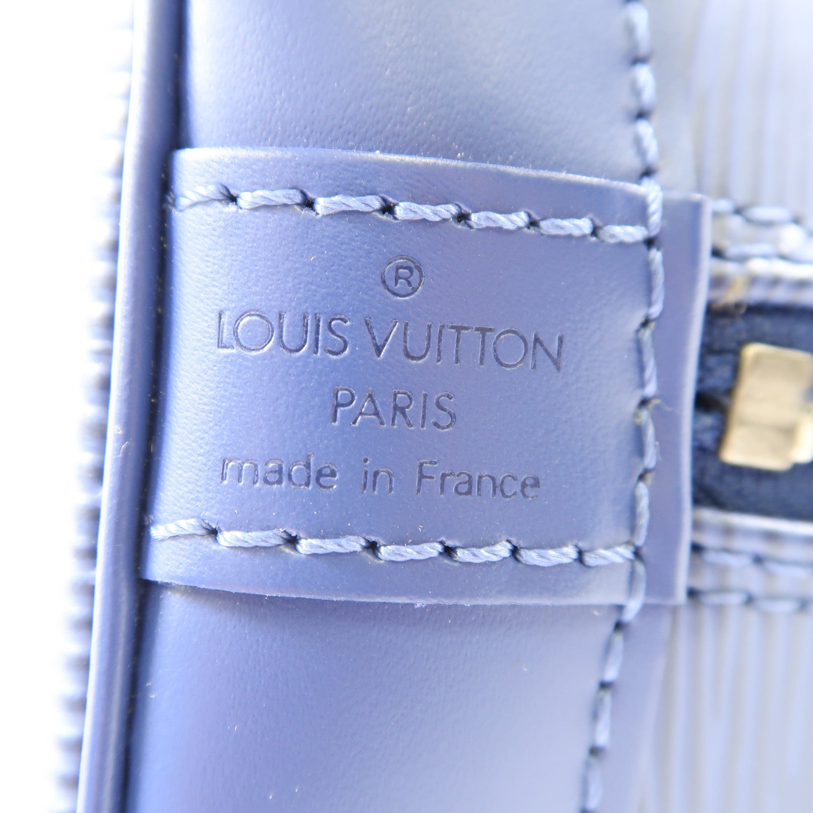 LOUIS VUITTON Epi Alma PM銀扣手挽袋藍色