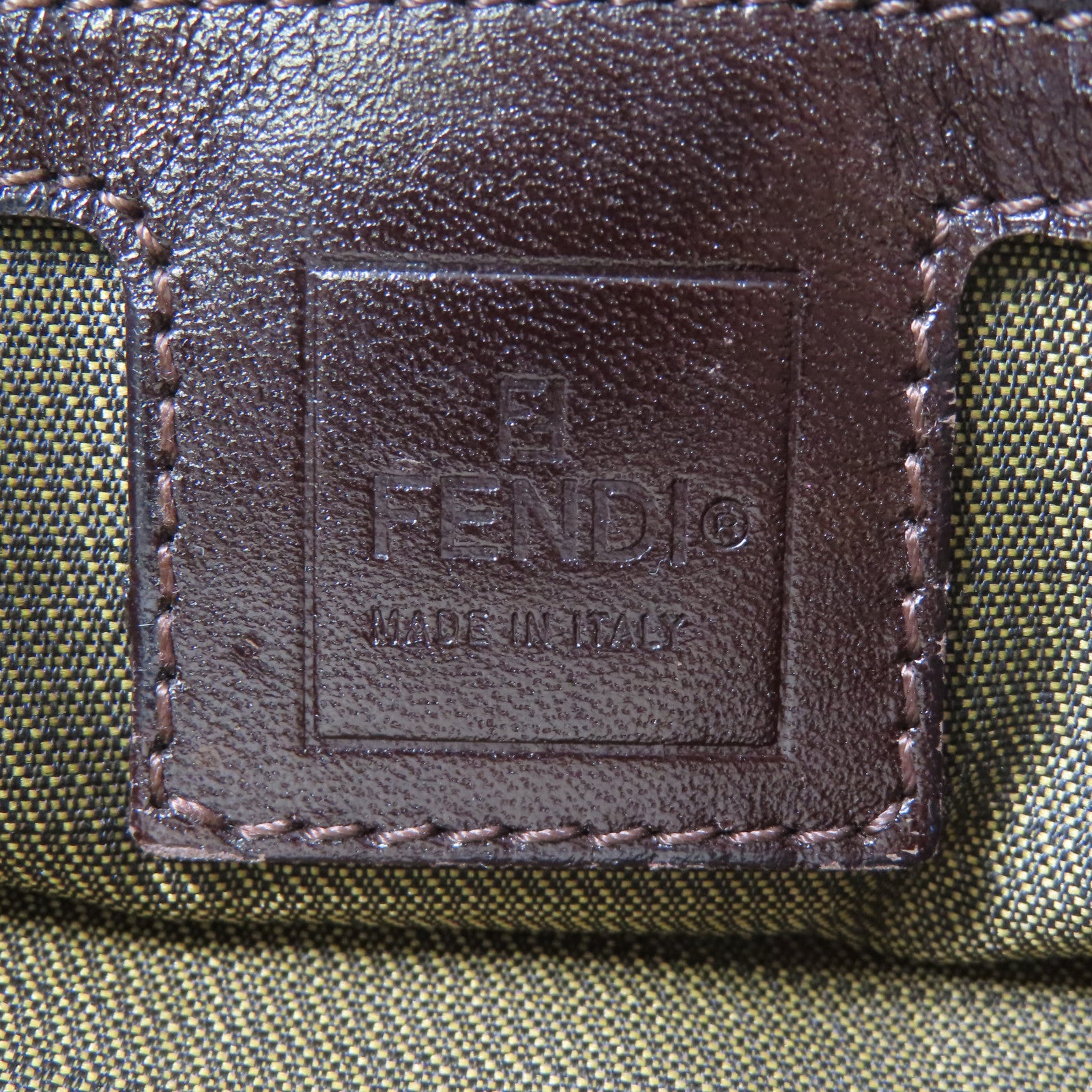 FENDI 帆布Zucca銀扣手挽袋/肩背袋啡色