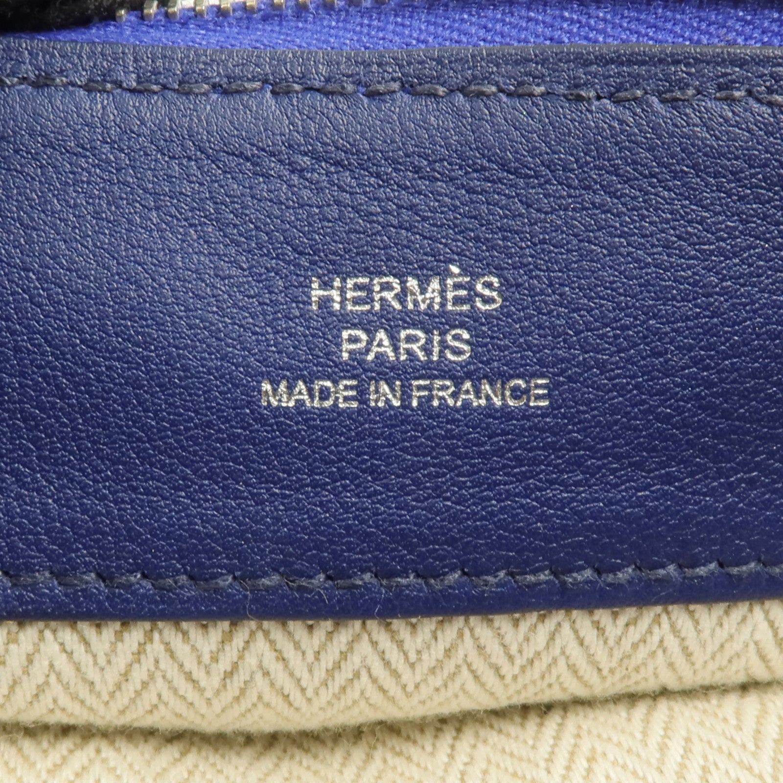 HERMES Milo皮革Tohubohu手拿包Bleu Electrique